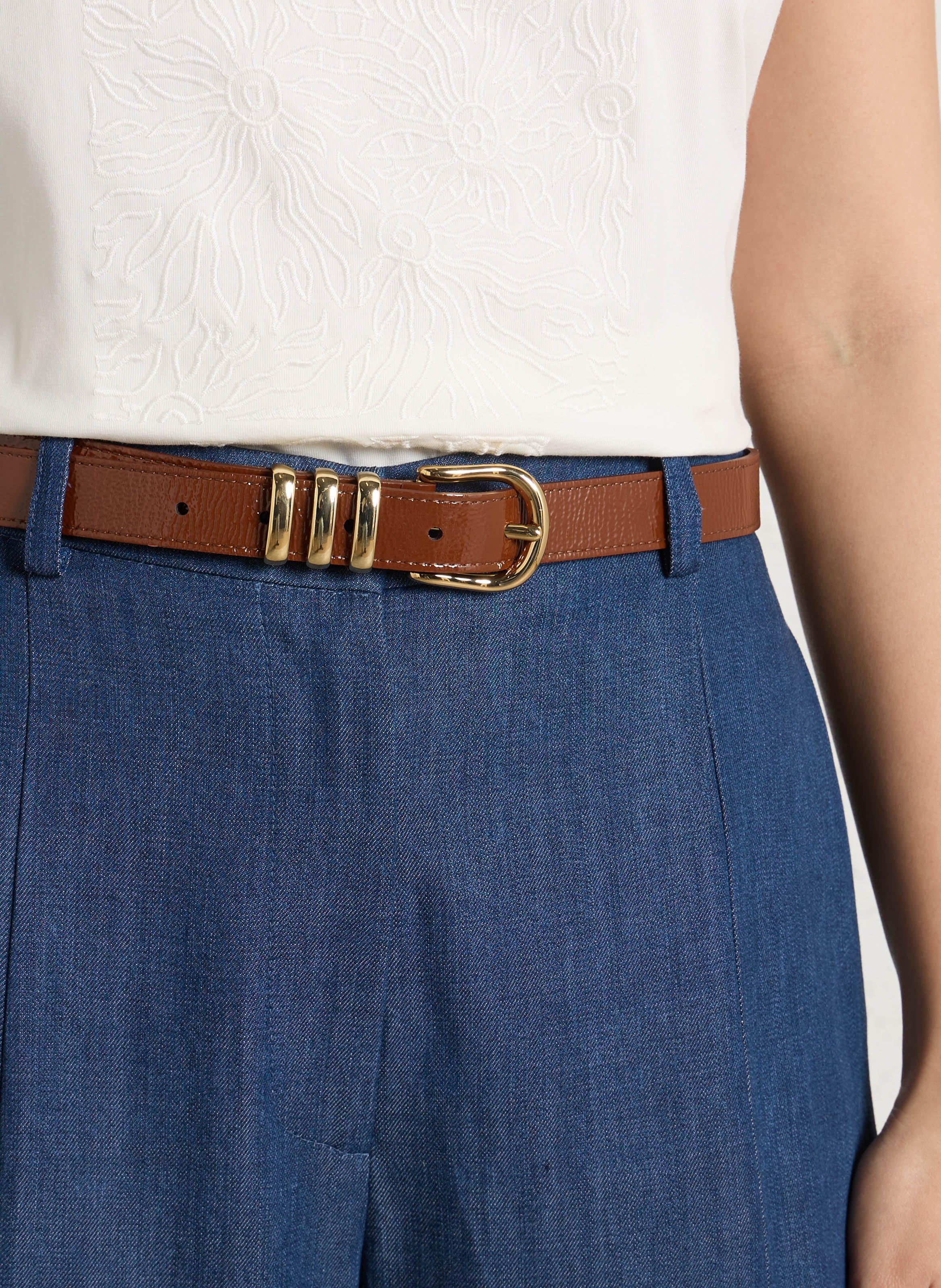 Leren dunne riem met gesp HERBERT FRERE SOEUR Bruin