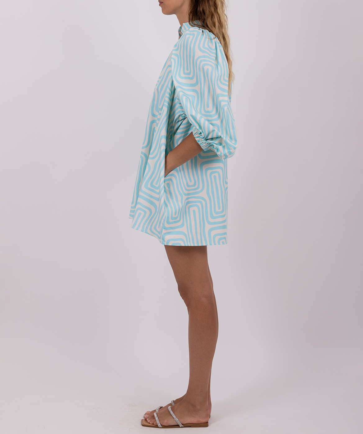 Short loose-fitting cotton dress SUNDRESS Blue