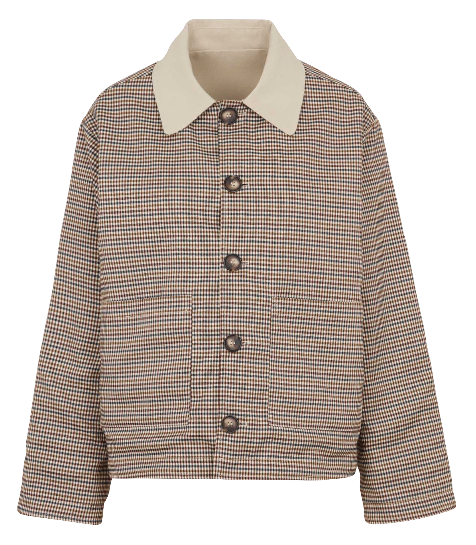 Veste droite col rabattu en coton imprimé SUNCOO Beige