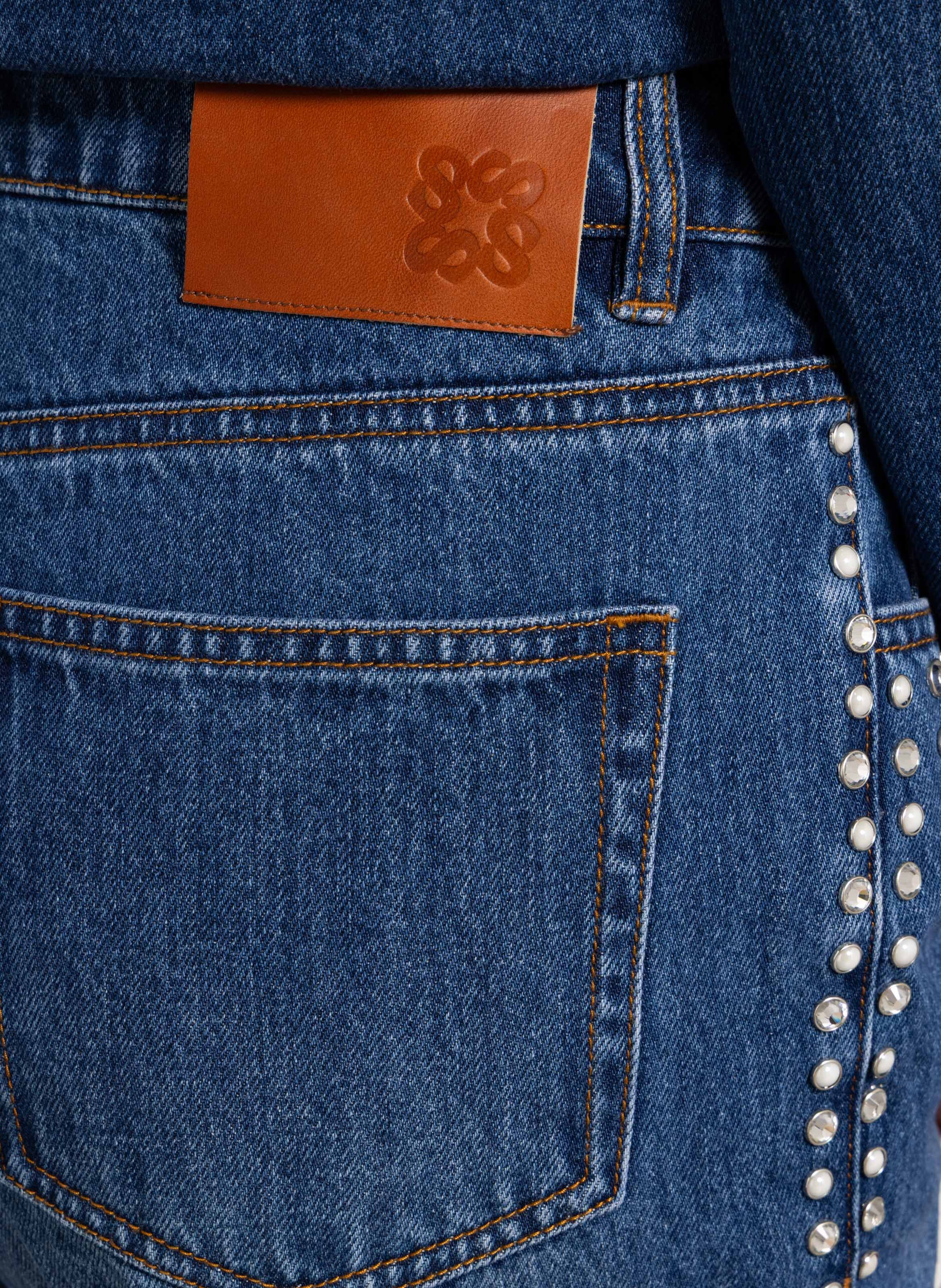 Cotton-blend bell bottom jeans | Blue SUNCOO Women