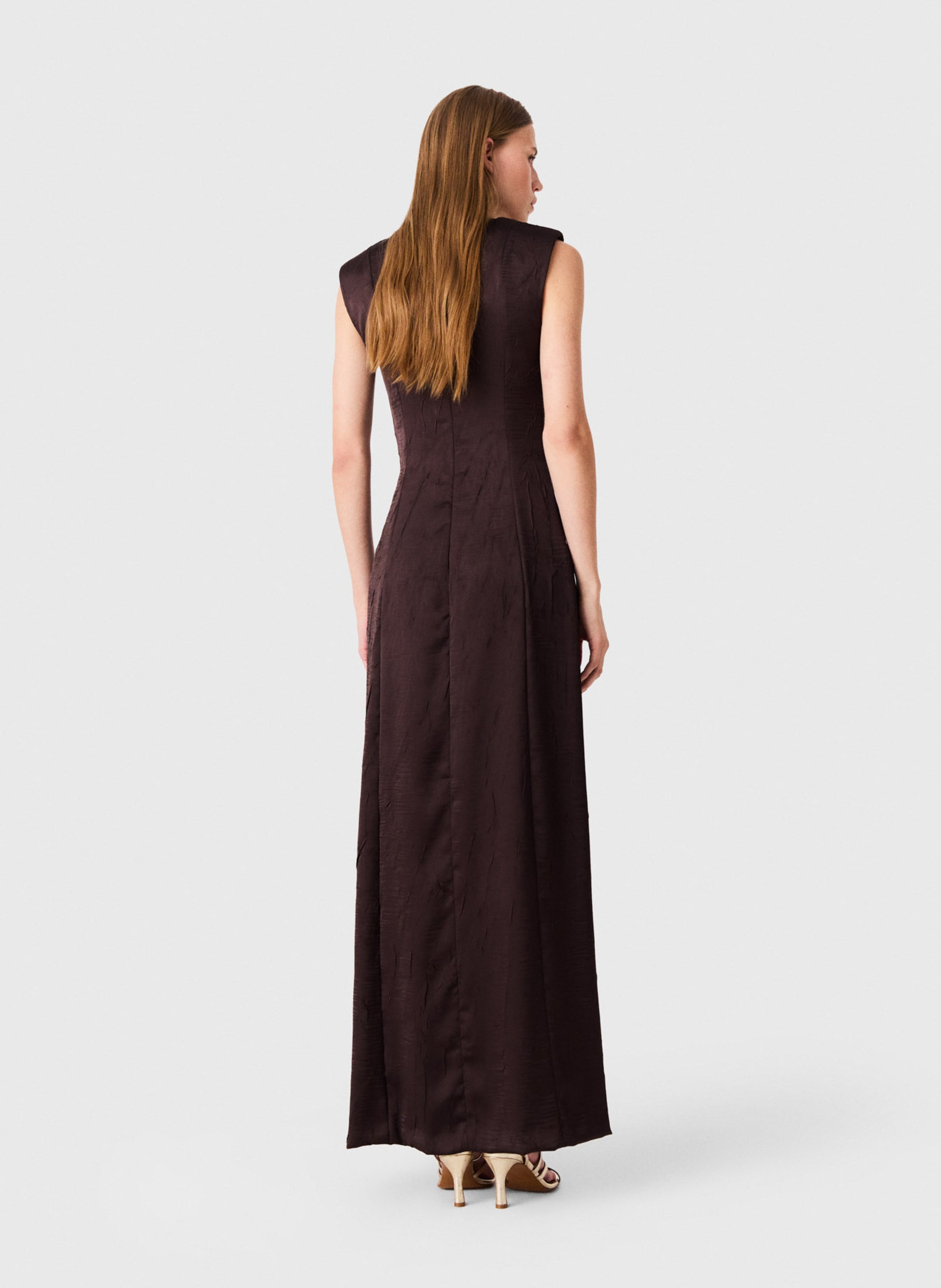Long draped satin dress MAJE Brown