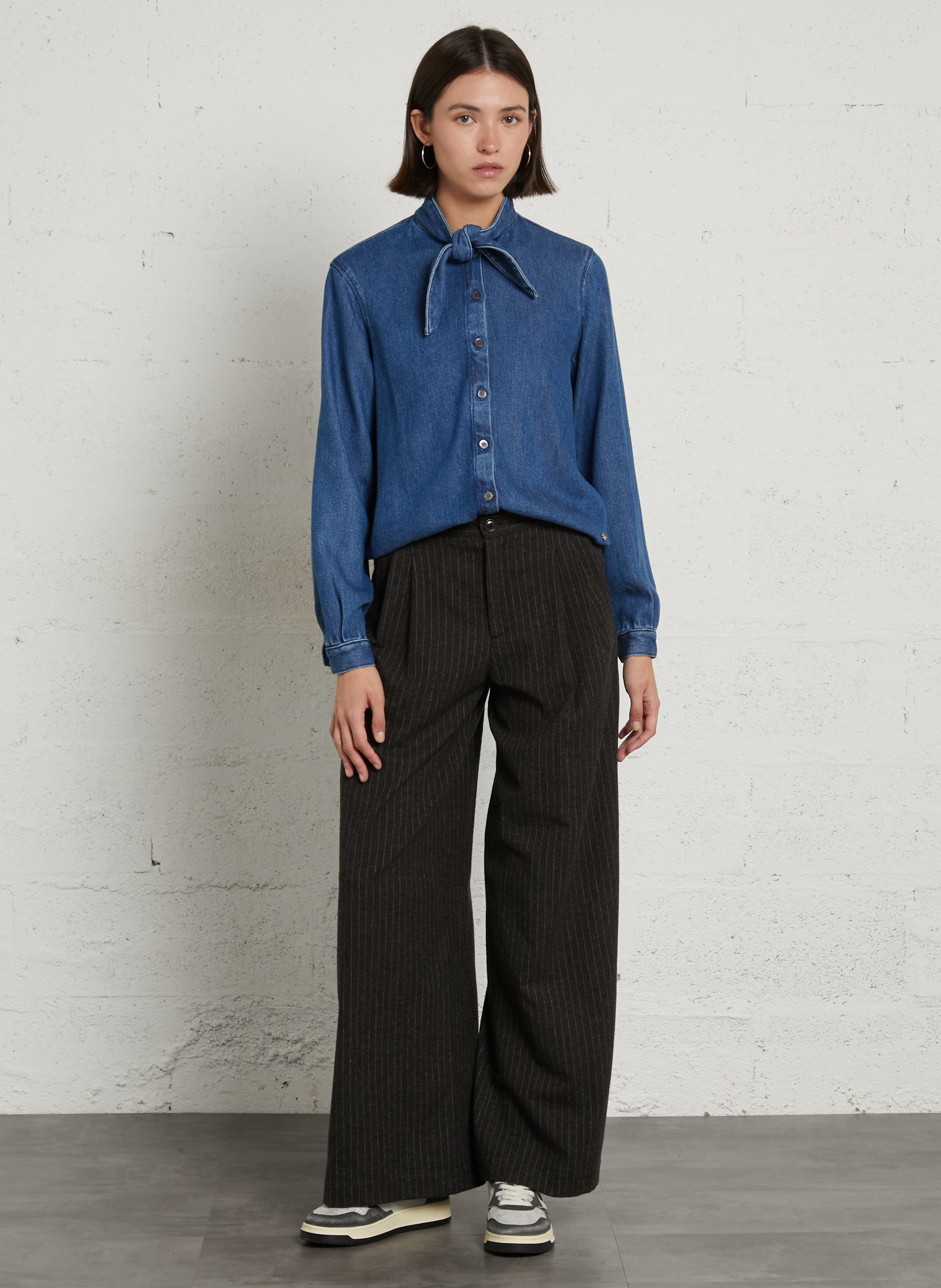 Straight shirt with high collar DES PETITS HAUTS Blue