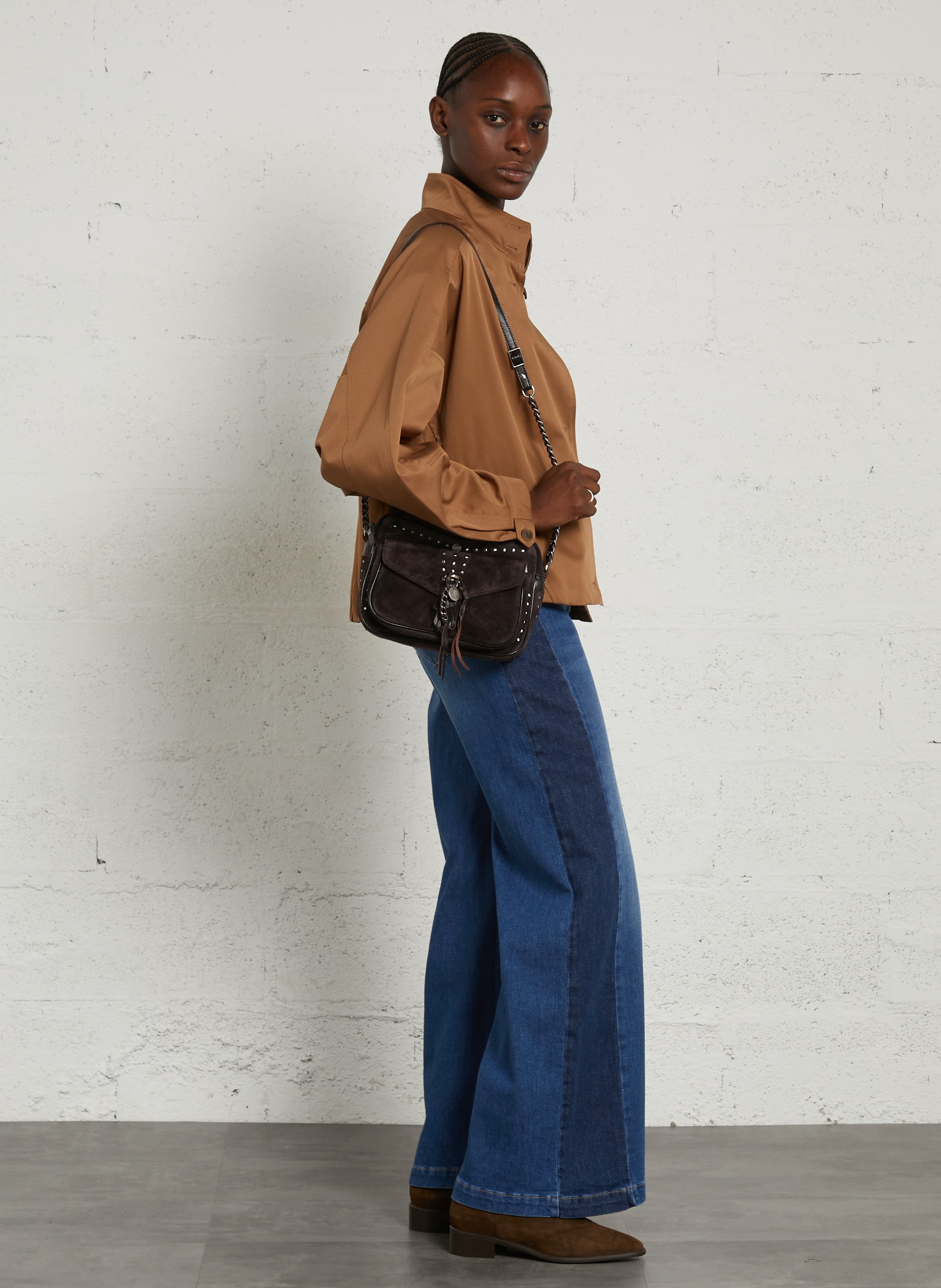 Sac bandoulière en cuir MILA LOUISE Marron