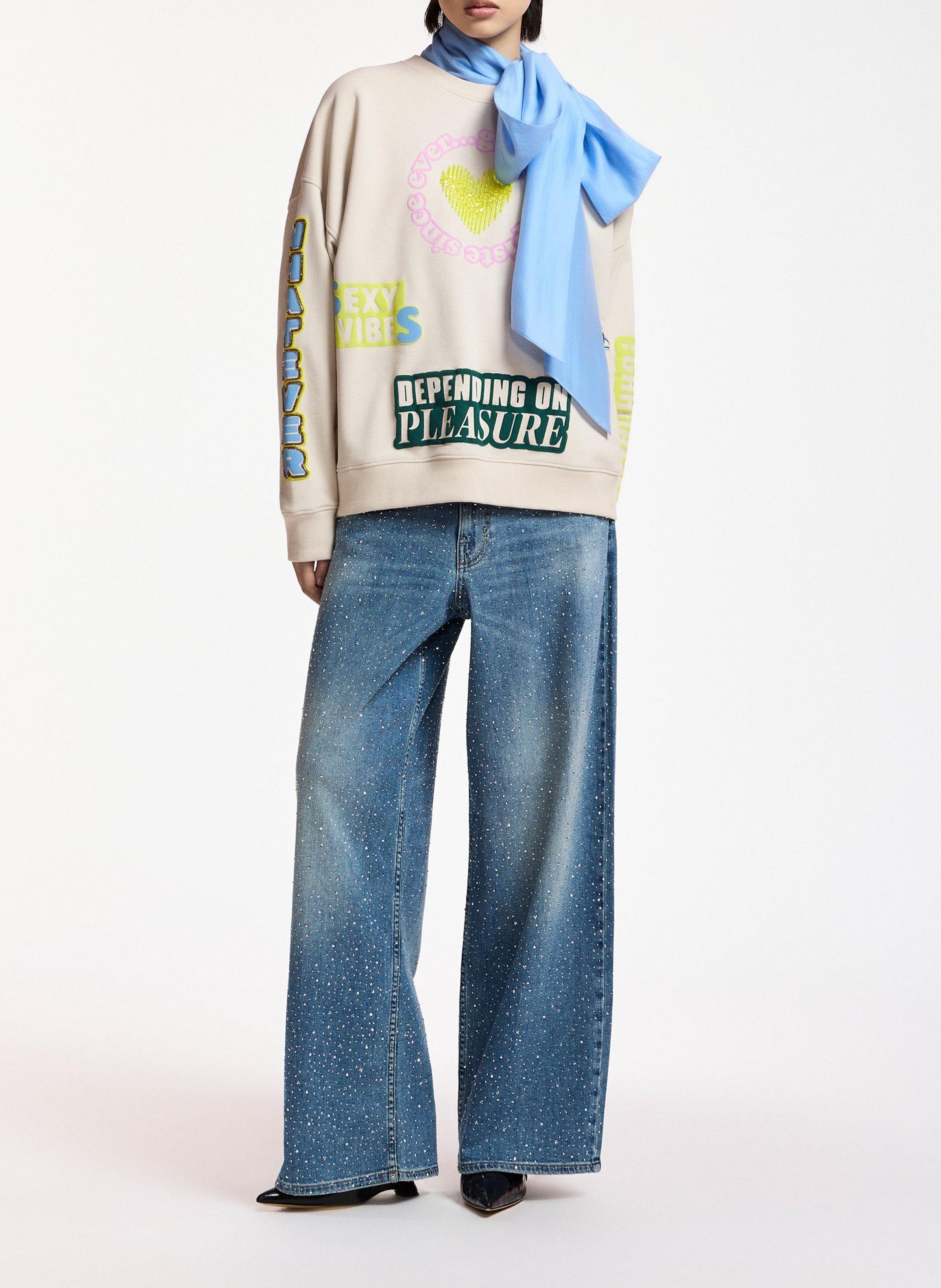 Sweat ample col rond imprimé en coton ESSENTIEL ANTWERP Blanc