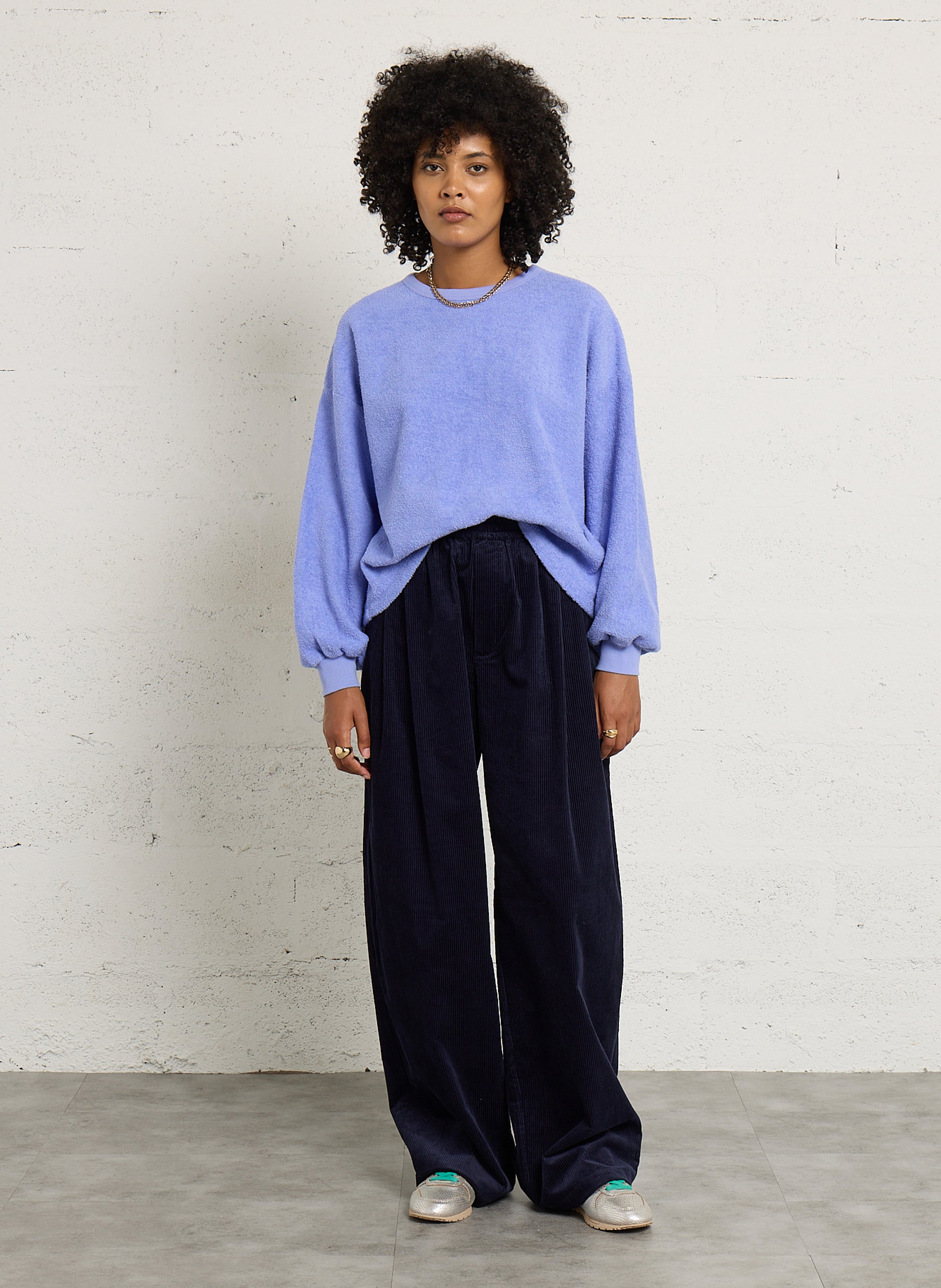 Sweat molletonné col rond en coton bio AMERICAN VINTAGE Violet