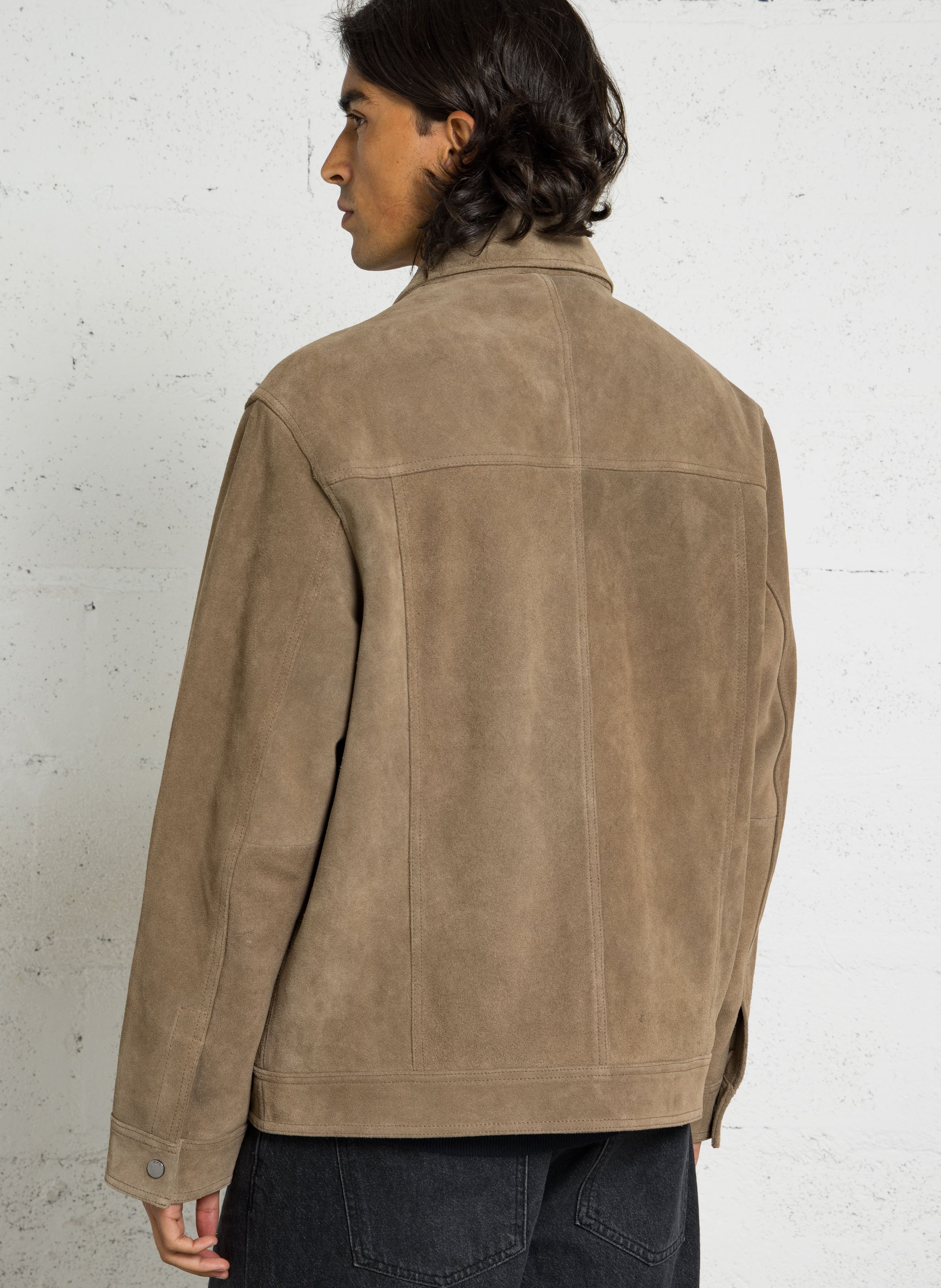 Gerade geschnittene Lederjacke mit klassischem Kragen IKKS Grun