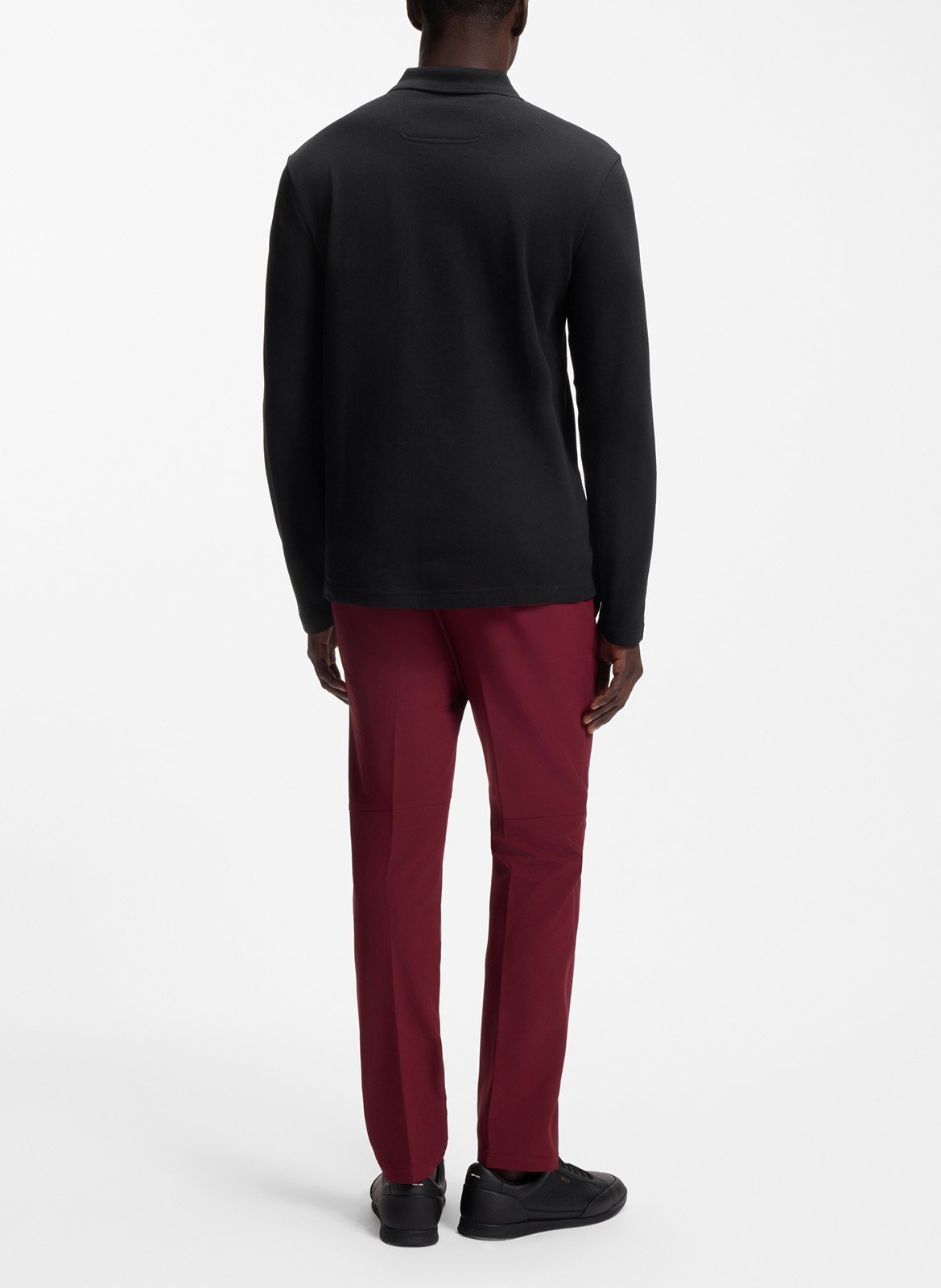 Long-sleeved cotton polo shirt BOSS Black