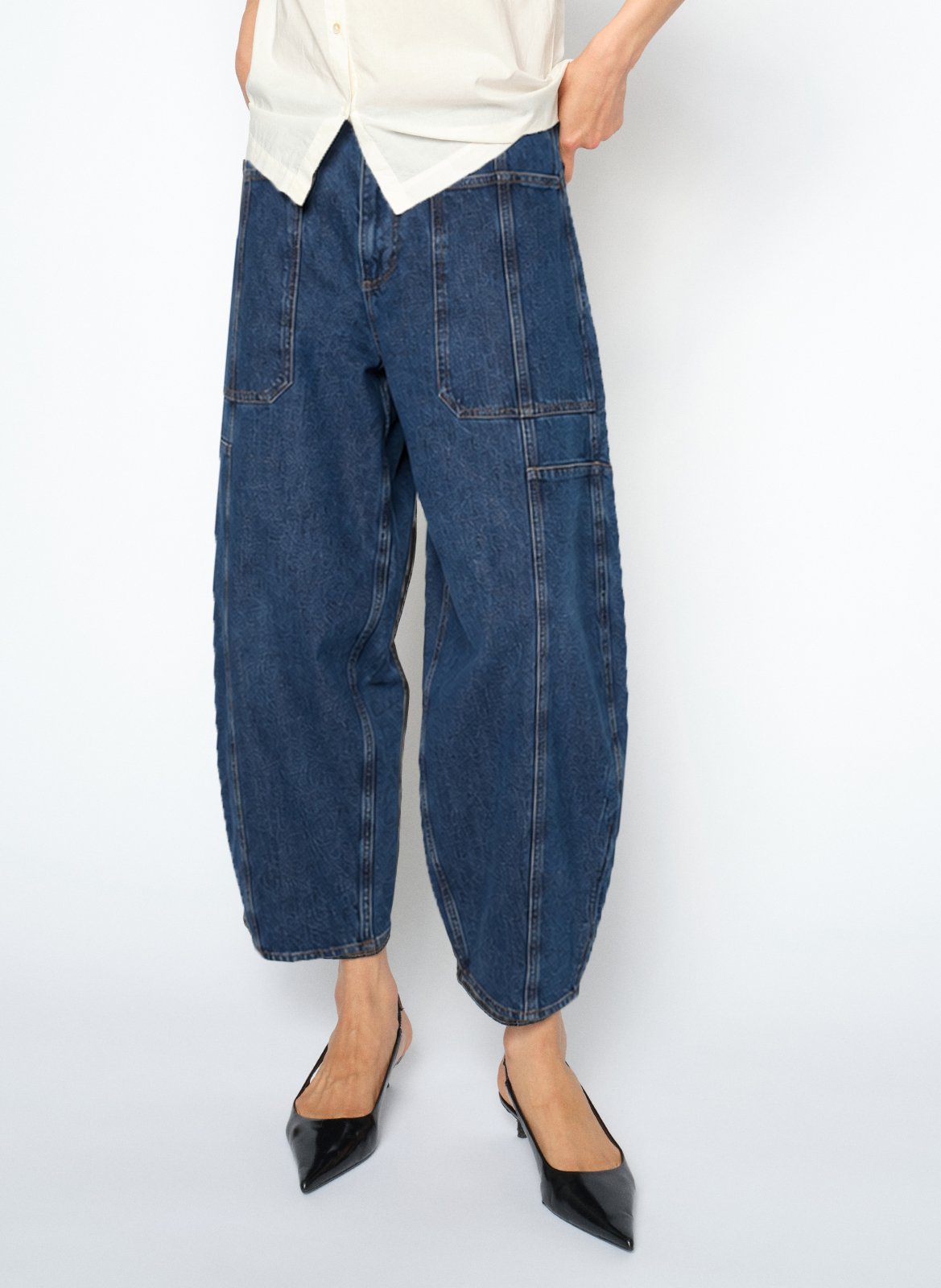Wijde jeans van katoenmix MOS MOSH Blauw