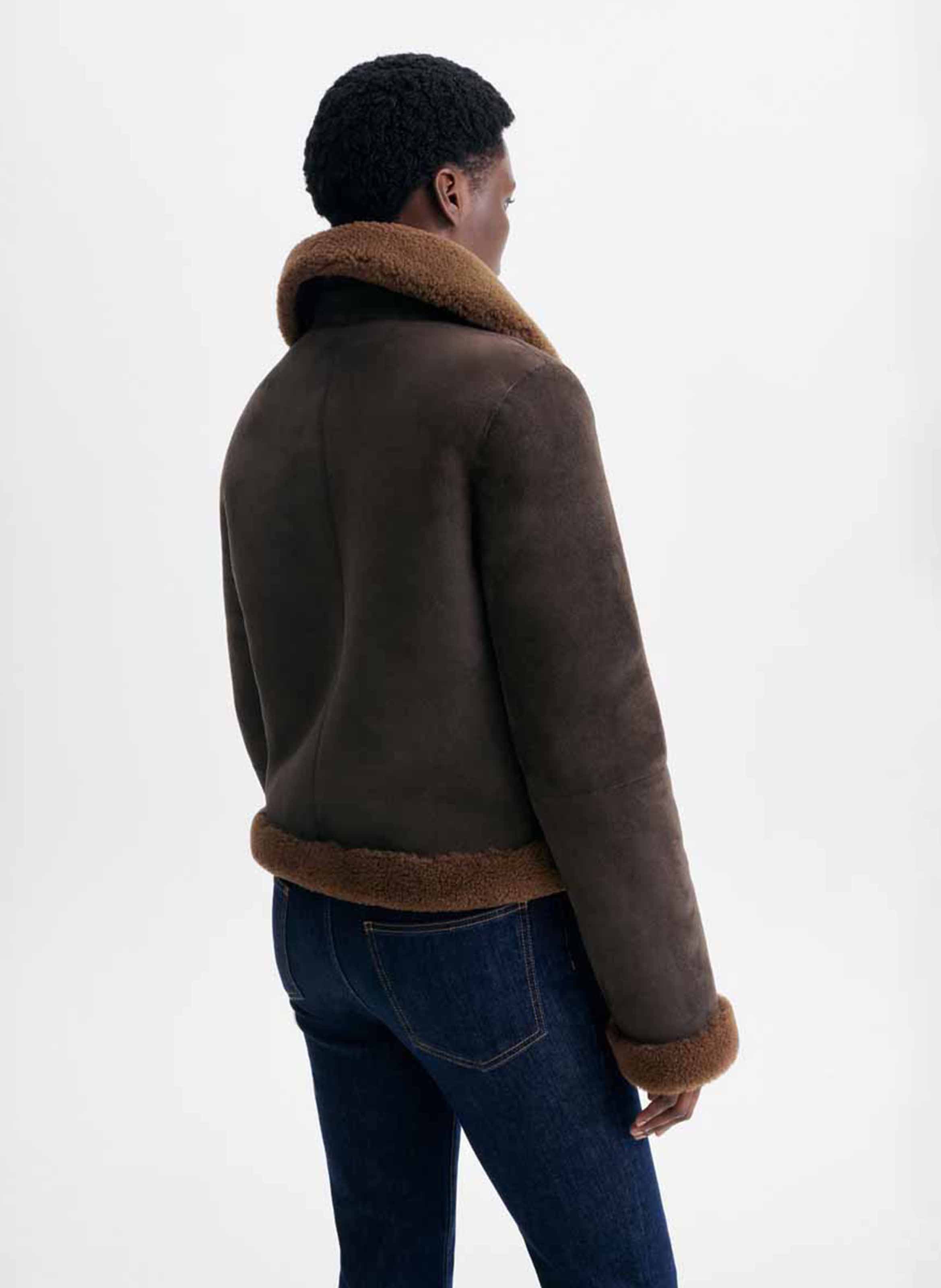 Veste droit col classique en cuir VANESSA BRUNO Marron