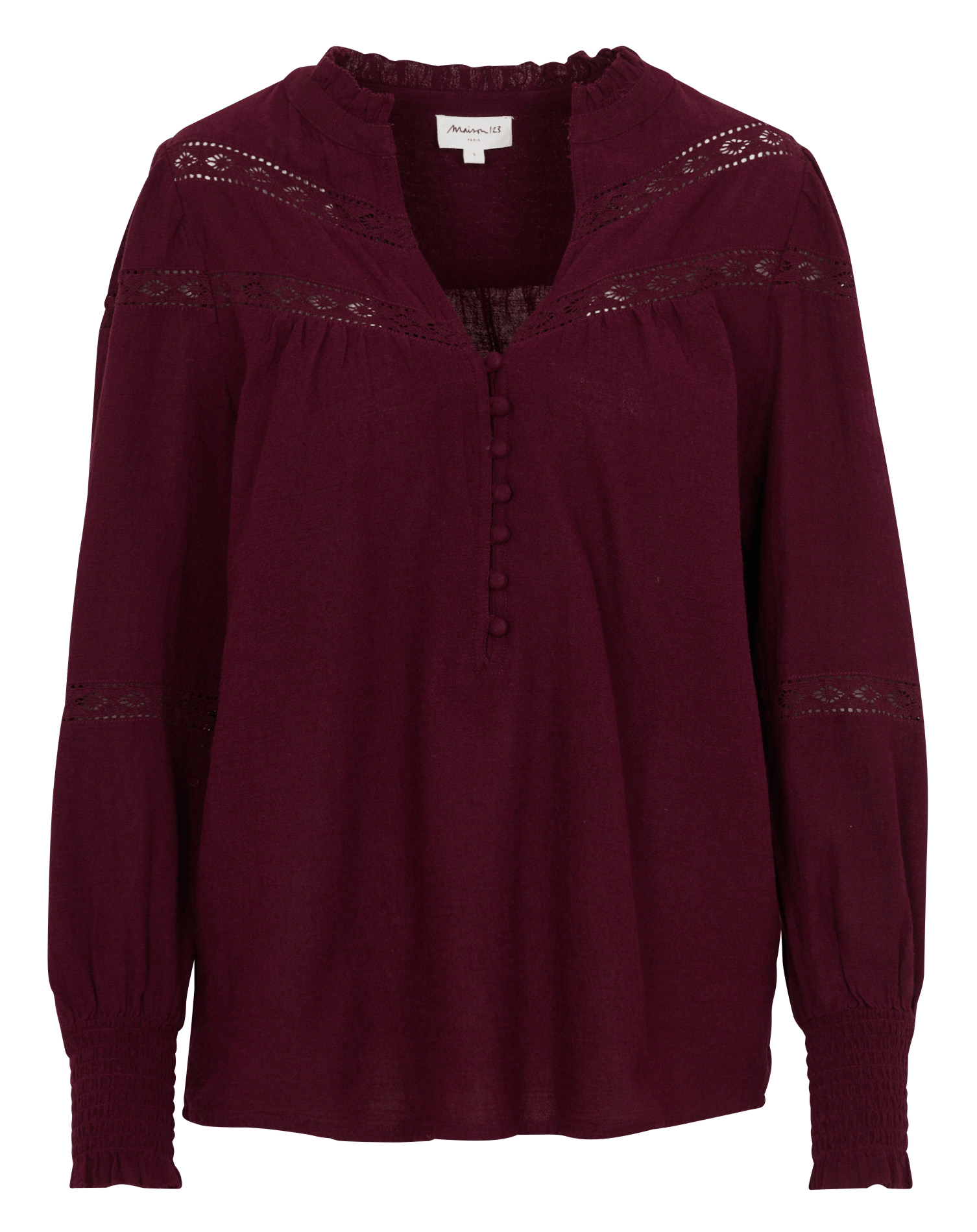 Oversized blouse with embroidered details in cotton MAISON 123