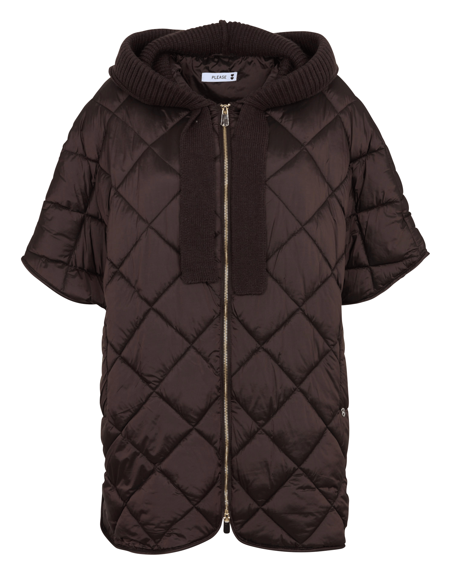 Oversized quilted hooded jacket PLEASE Brown
