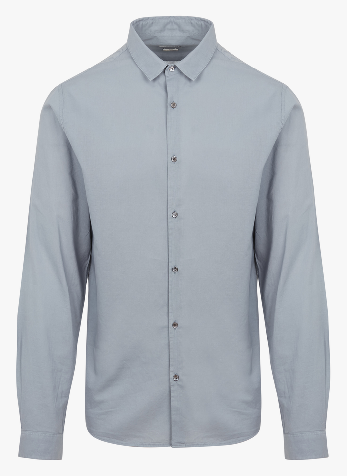 Slim-fit Organic Cotton Voile Shirt With Classic Collar Bleu Ikks - Men