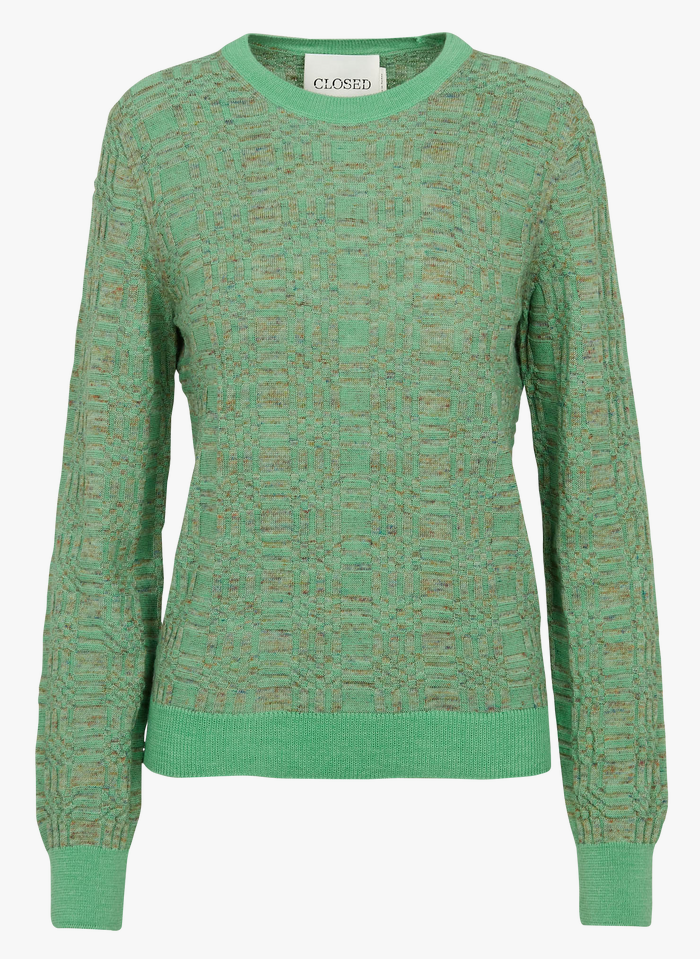 Pull femme col rond green