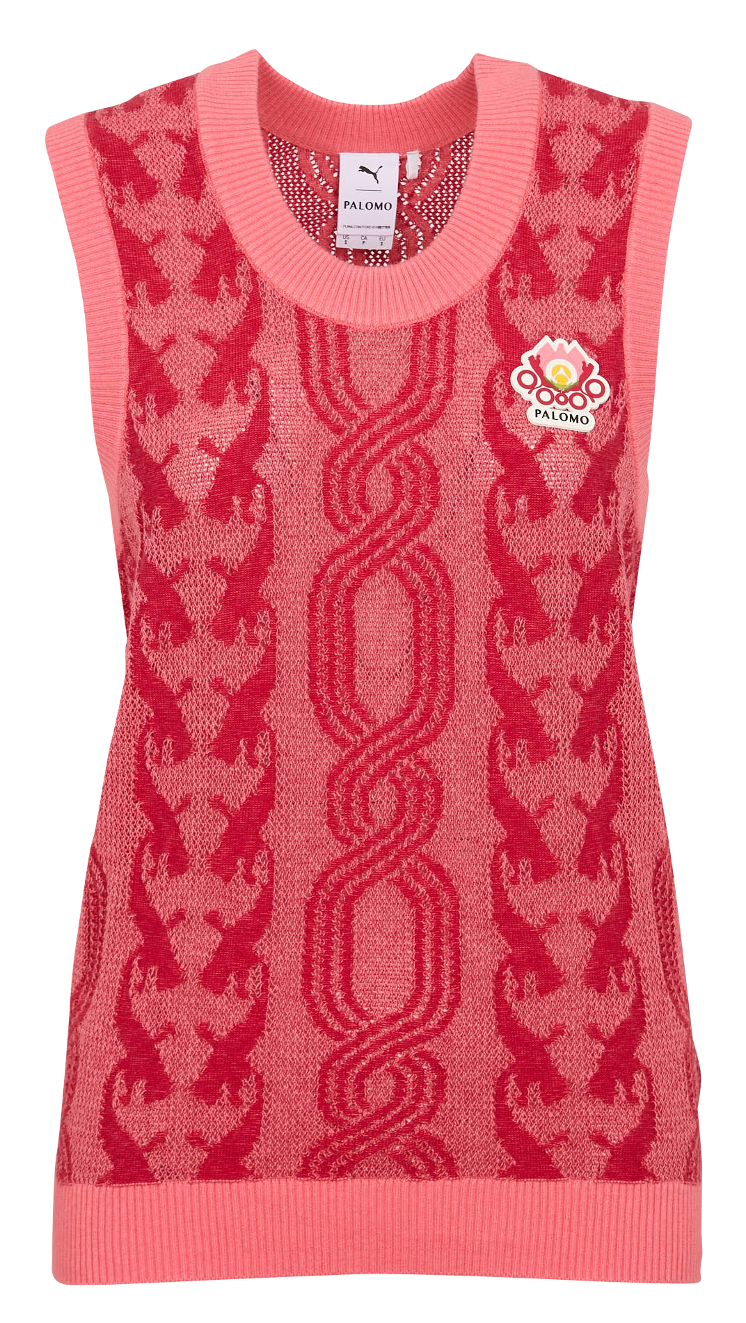 Pull col rond en coton et laine mélangé PUMA Rose