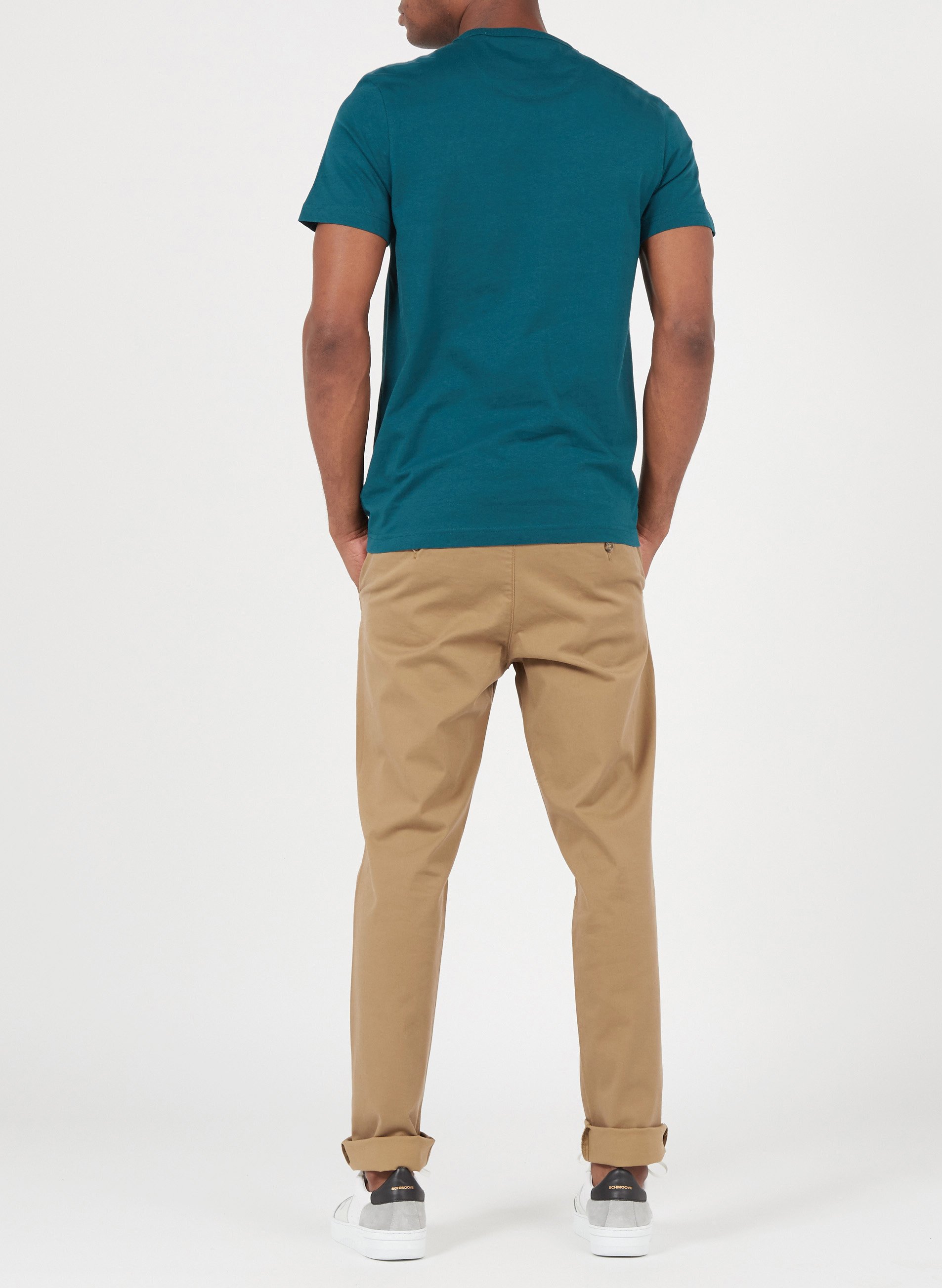 Pantalon slim en coton organique SELECTED Marron