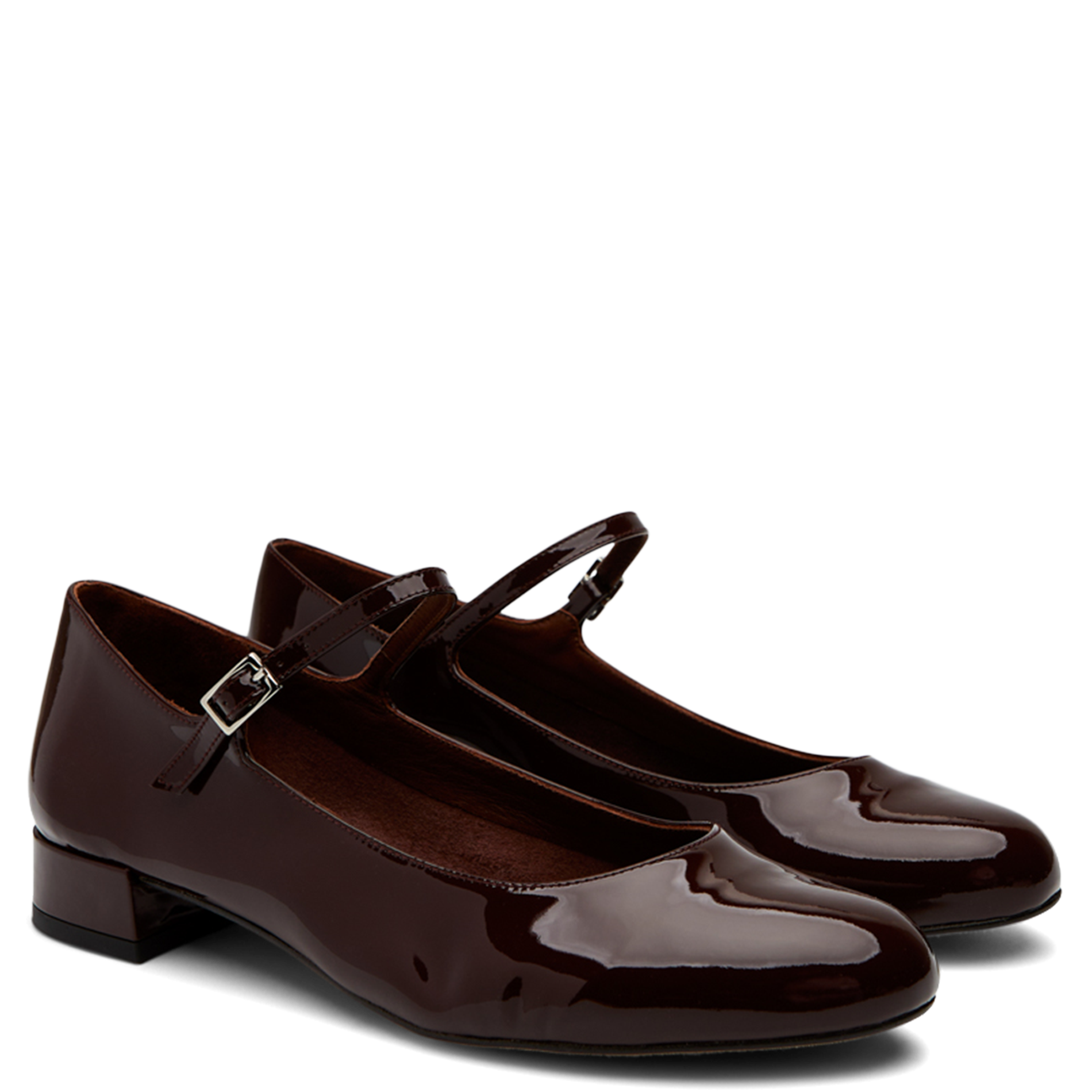 Gelakte leren ballerina's AUGUSTA Bruin