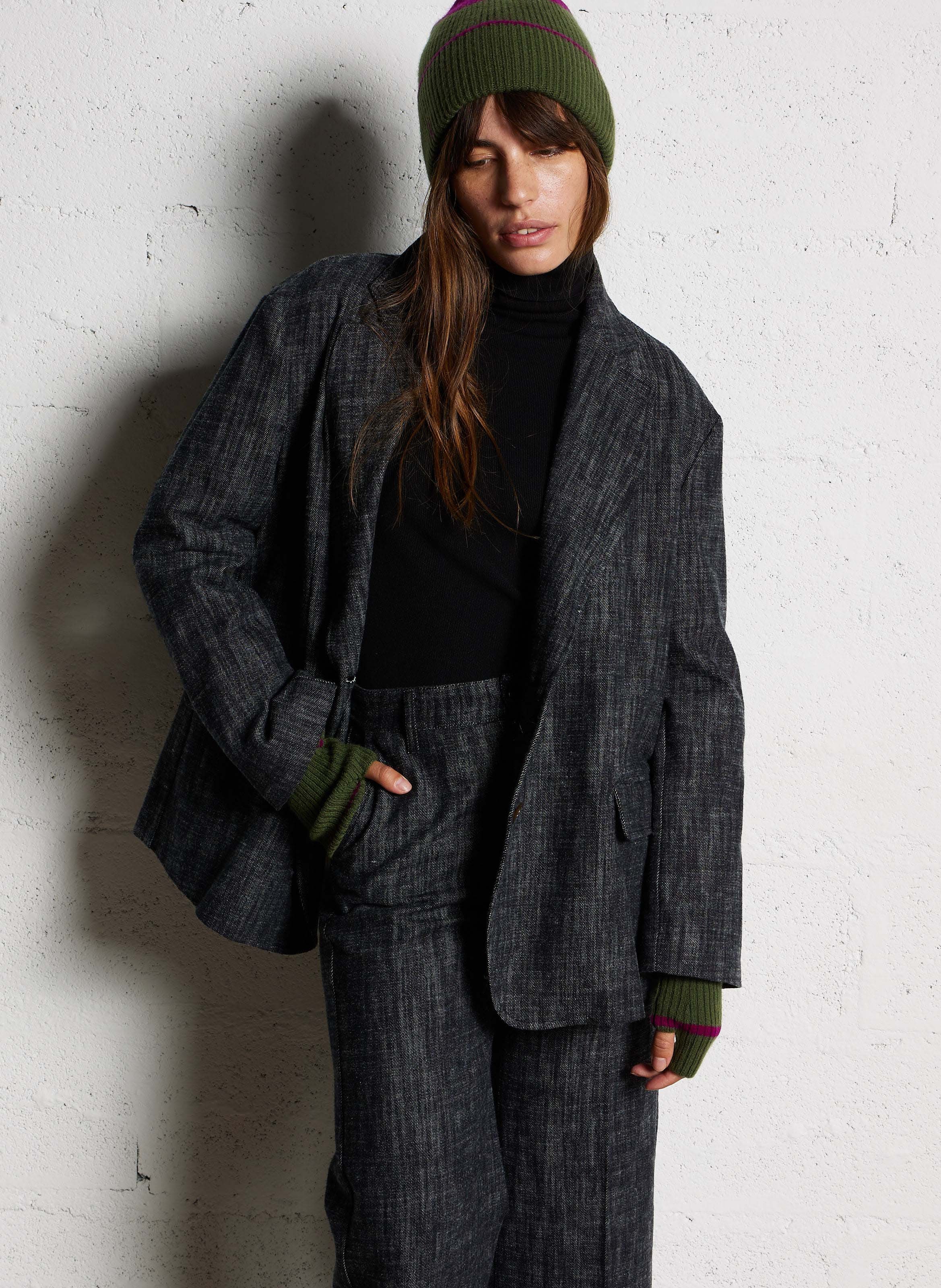 Oversized cotton blazer ATTIC AND BARN Black