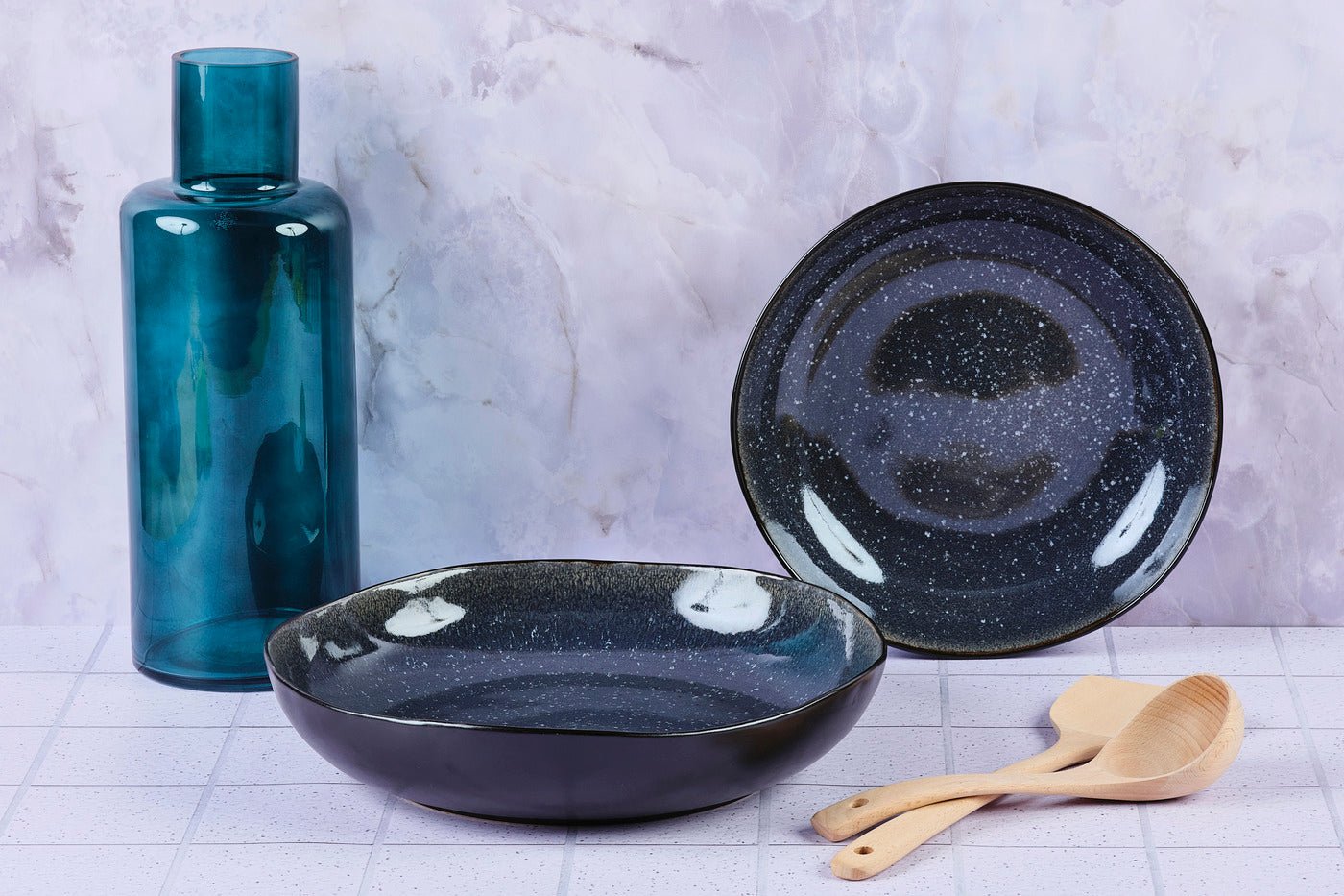 Corbeille à fruits iris ø27,5cm et ø32,5cm - 2 pièces - bleu nuit BJORN Bleu