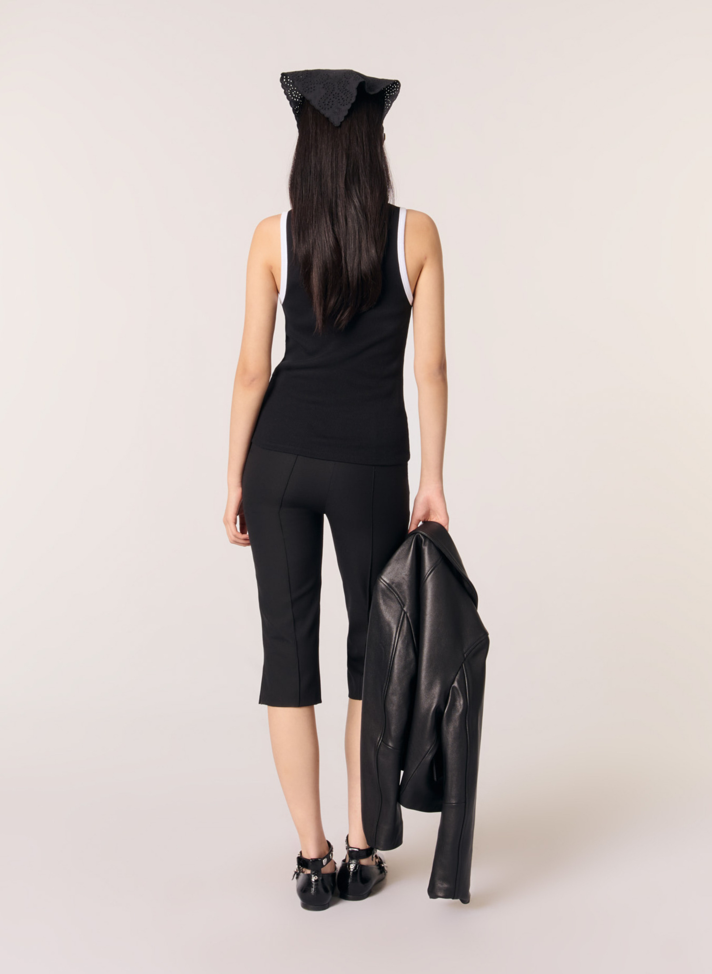 Rechte singlet van katoenmix MAJE Zwart