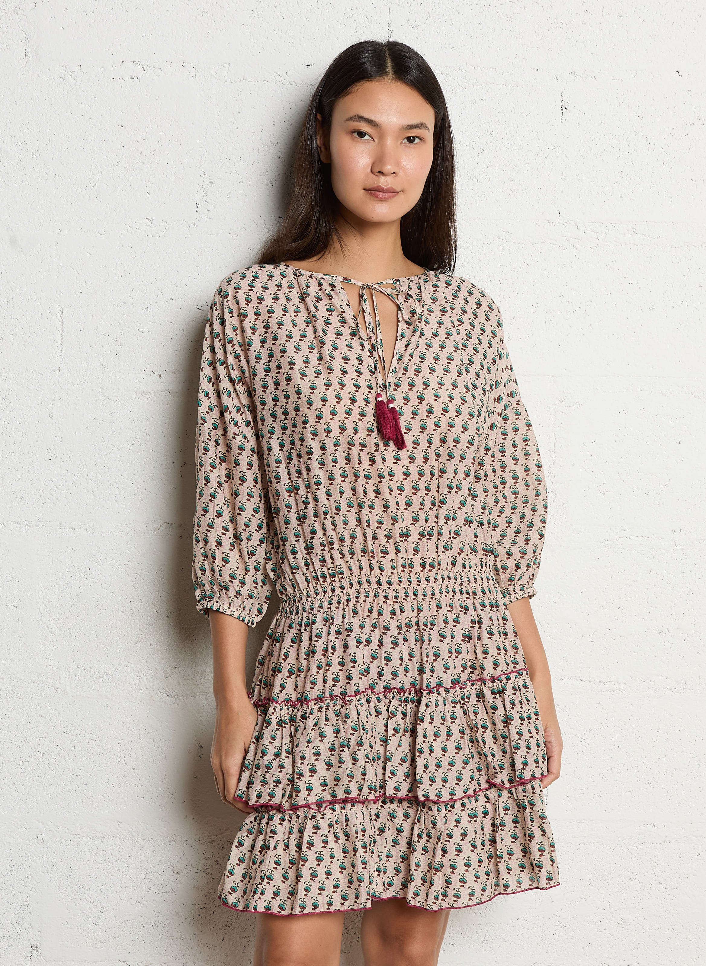 Robe courte cintrée en coton M.A.B.E Multicolore