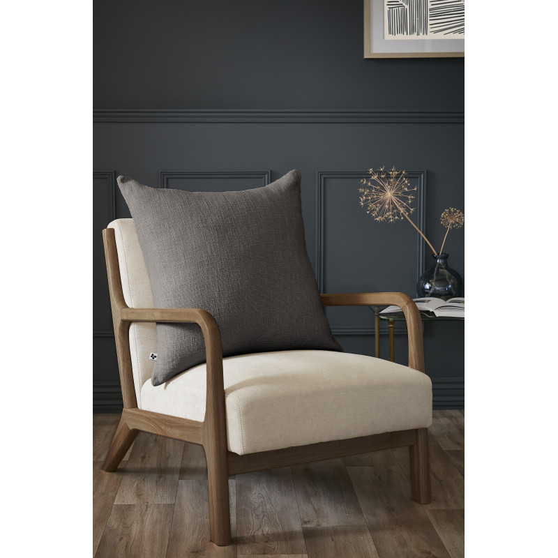 Coussin déco déhoussable 100% coton L'EFFET PAPILLON Gris