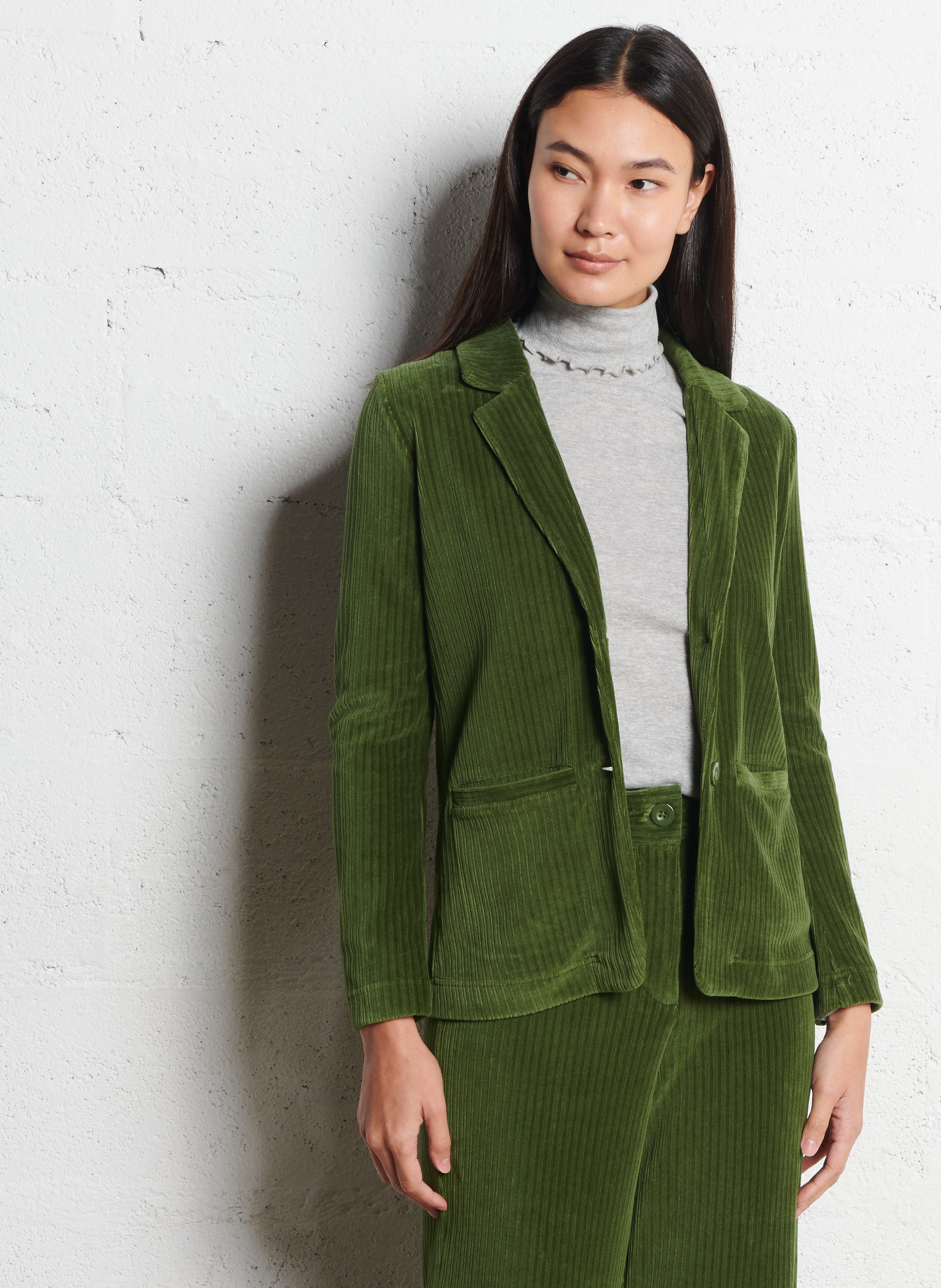 Veste droite col tailleur en velours côtelé NICE THINGS