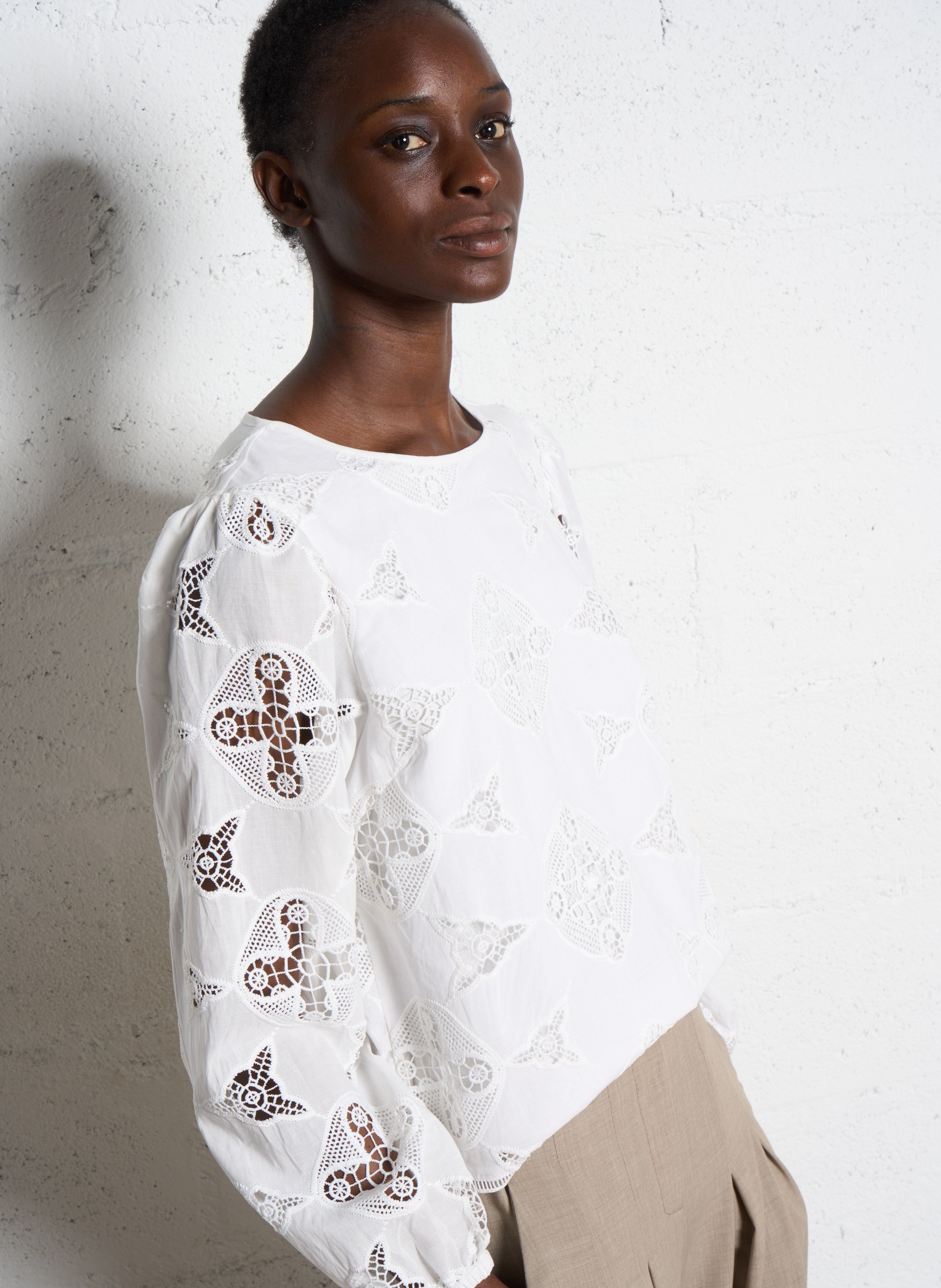 Straight cotton-blend blouse MAISON 123 White