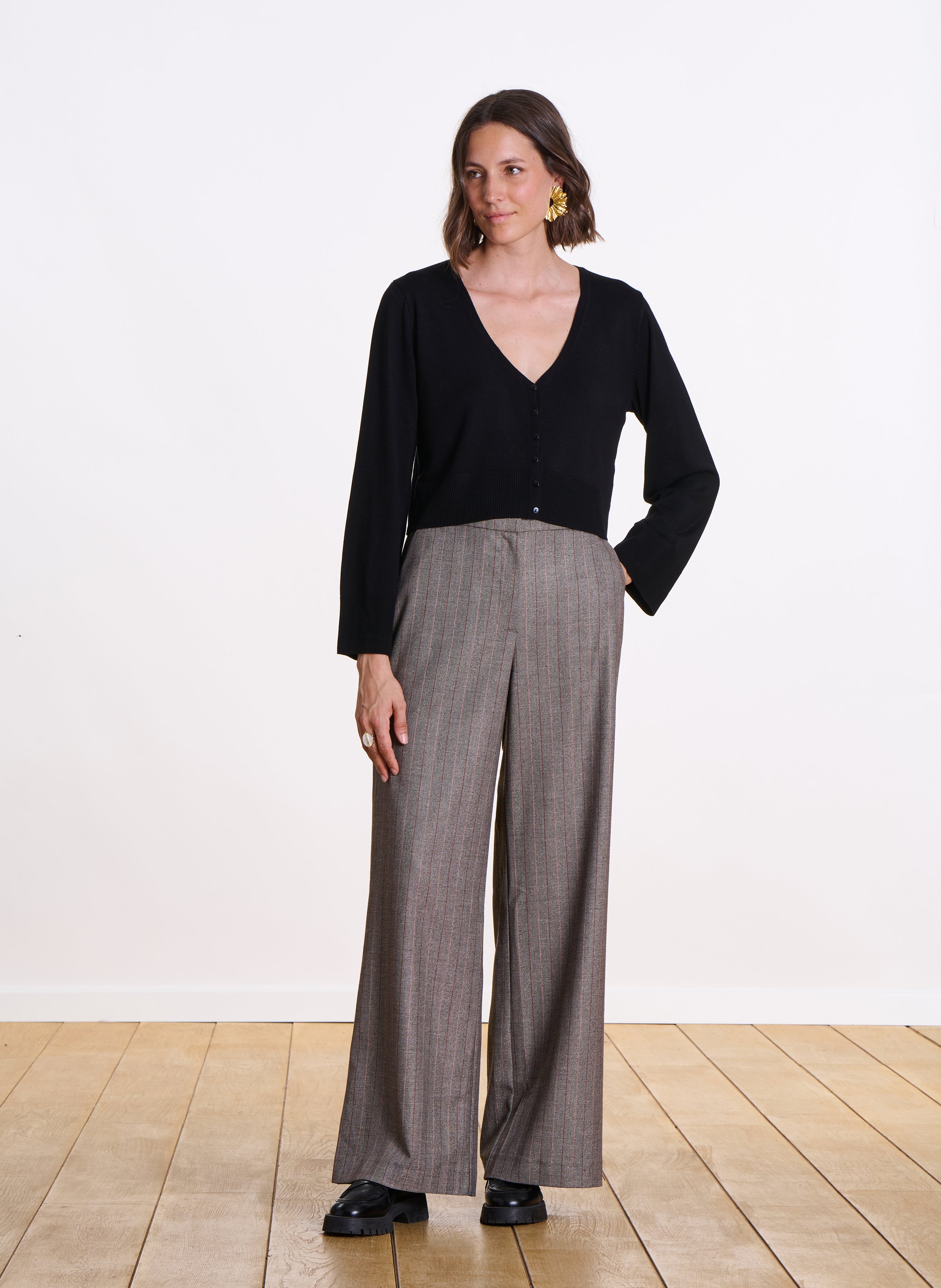 Straight V-neck vest LA FEE MARABOUTEE Black