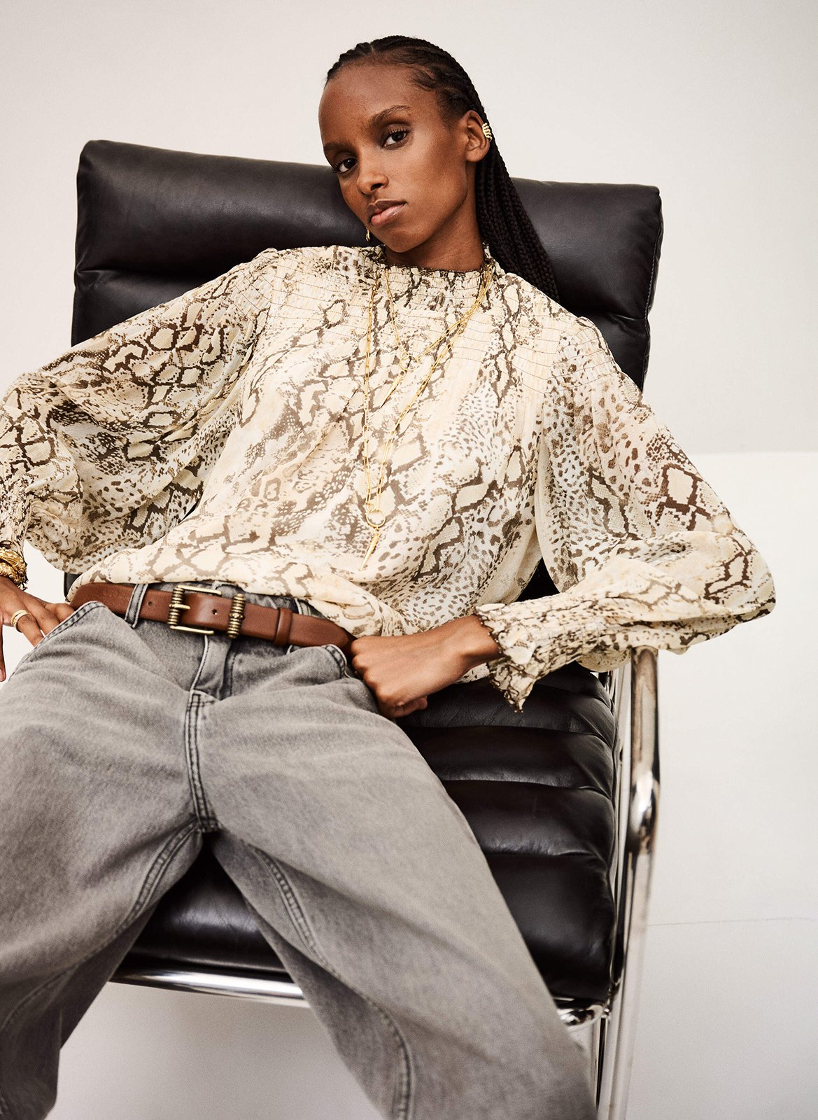 Top col montant imprimée  BA&SH Beige