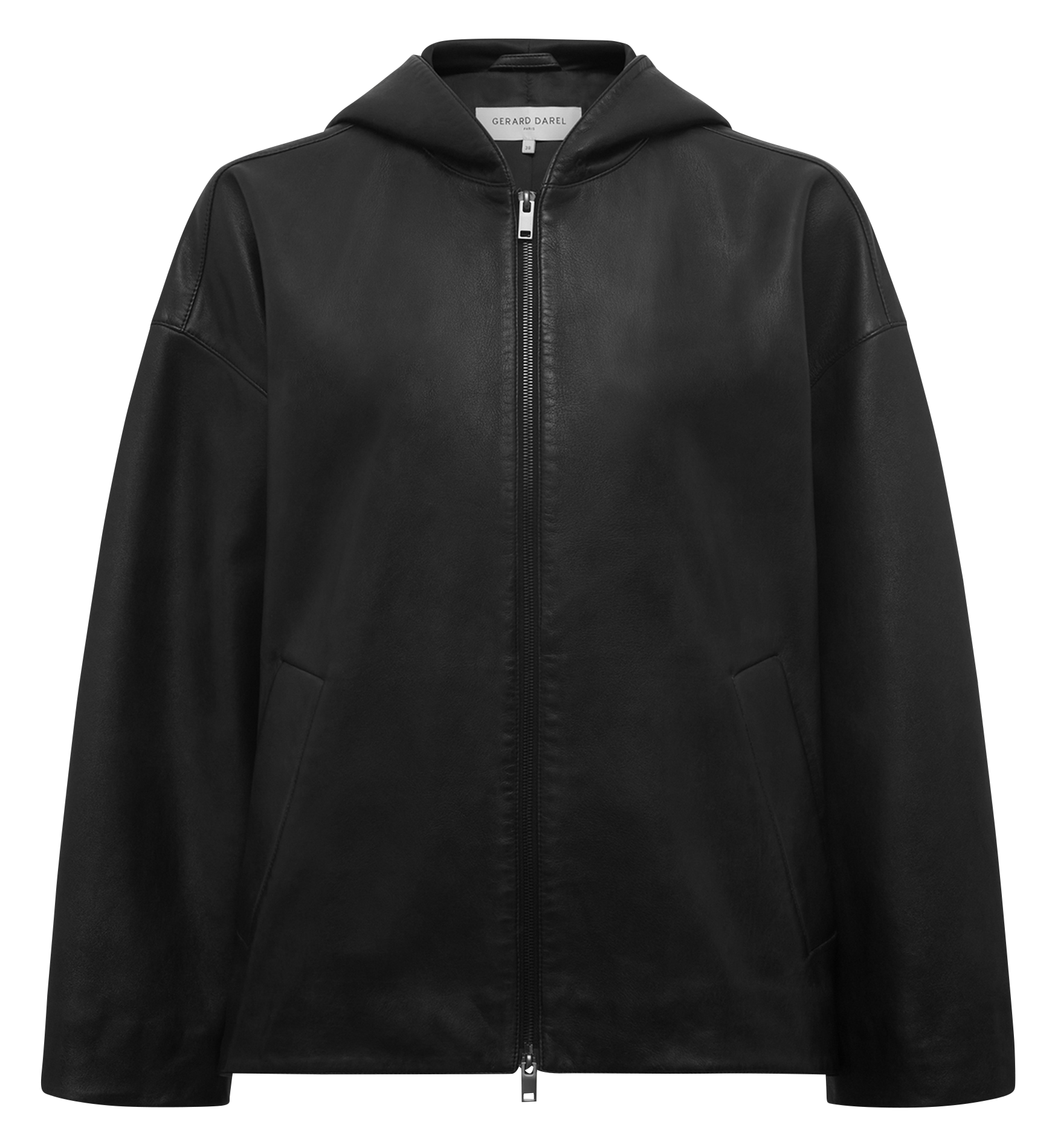 Leather jacket with high collar GERARD DAREL Black