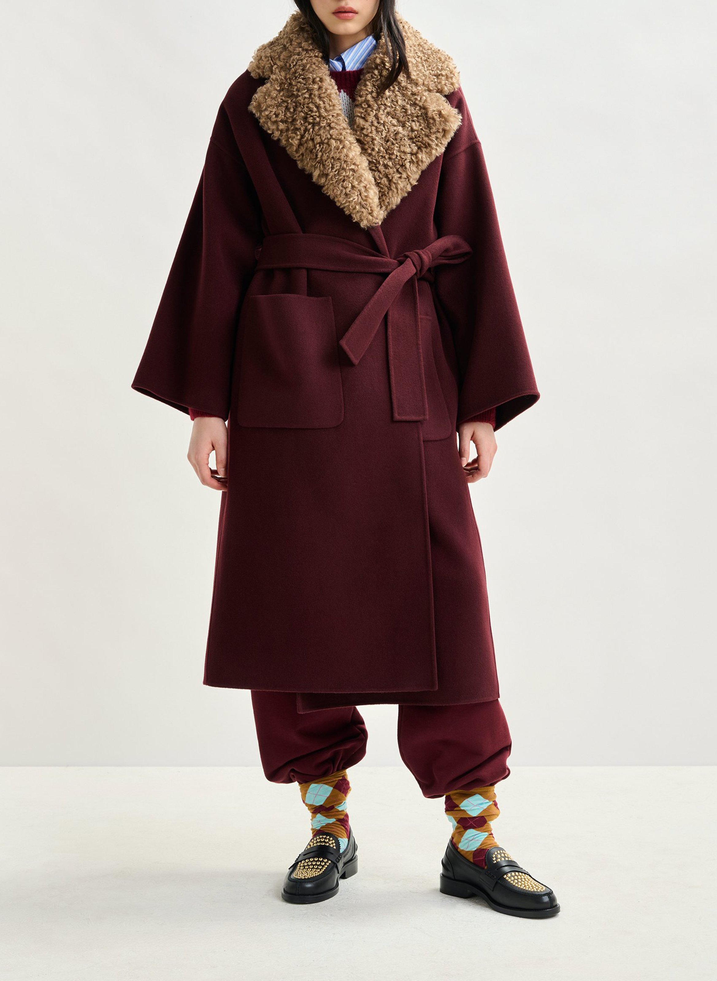 Manteau uni ceinturé en laine ESSENTIEL ANTWERP