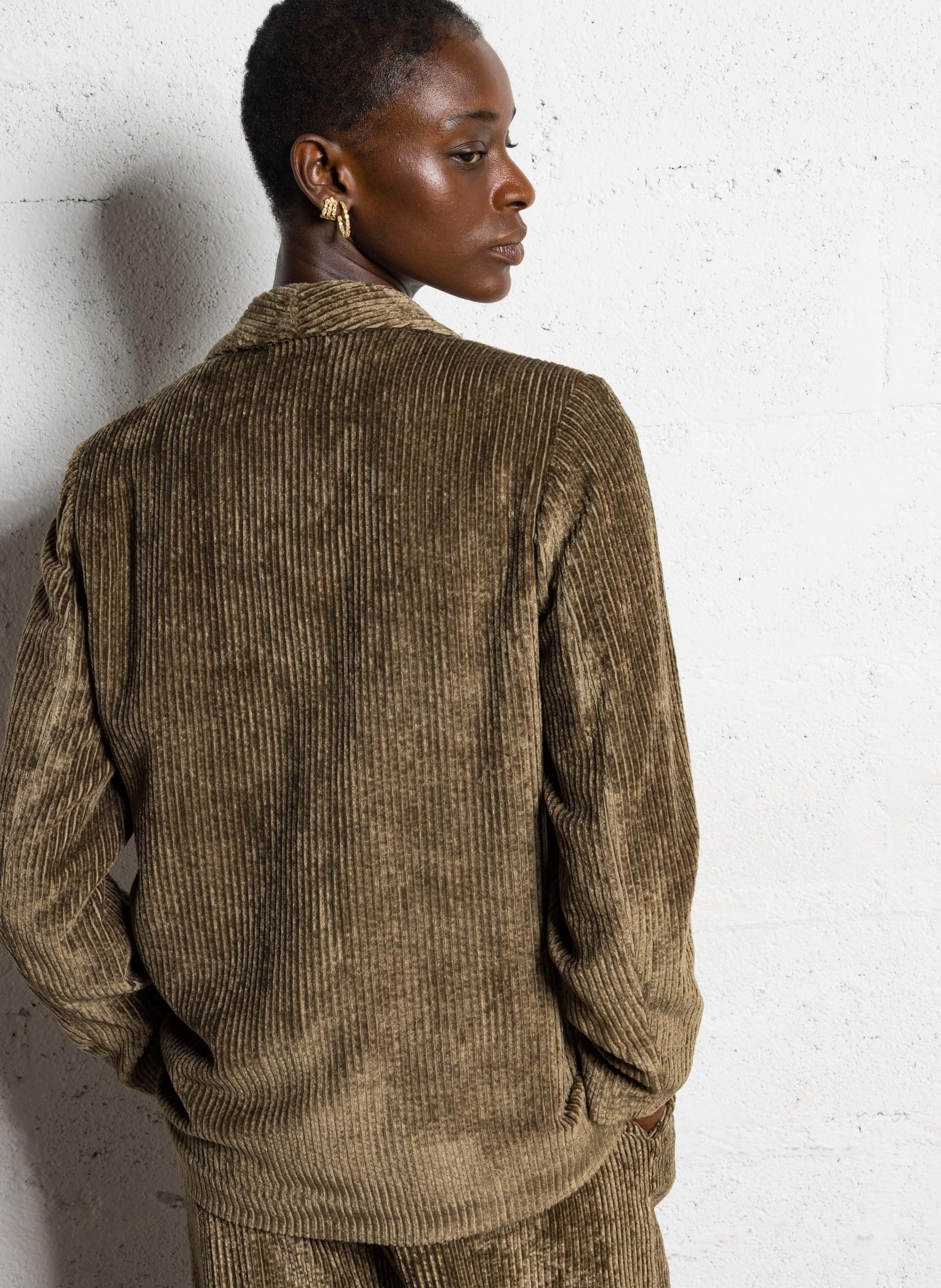 Veste droite en velours côtelé MOMONI Kaki