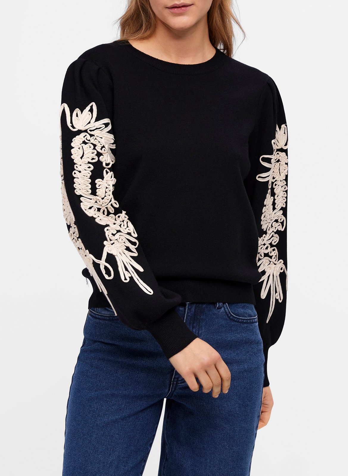 Sweater met ronde hals OBJECT Zwart