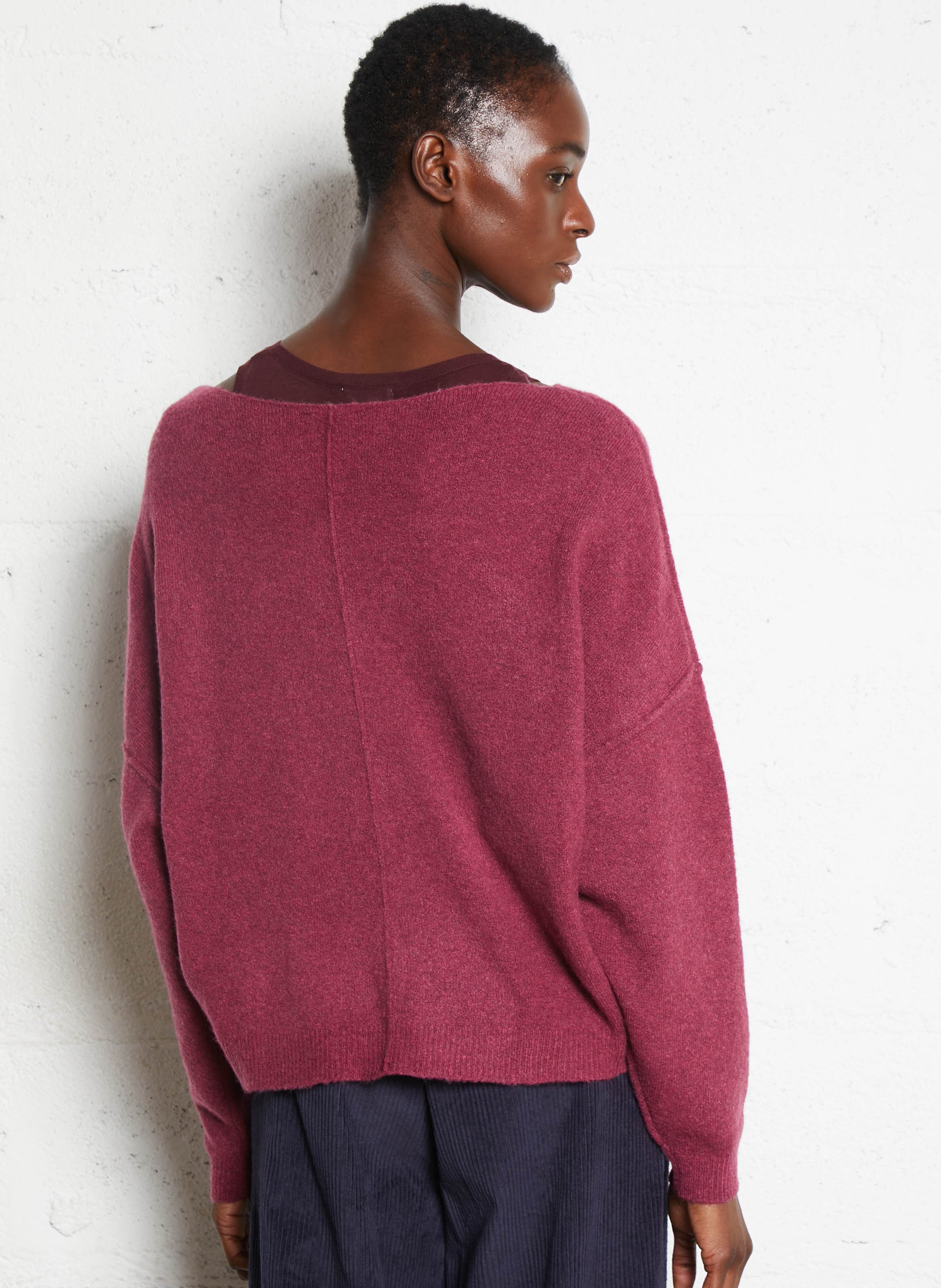 Blossom - Pullover mit U-Boot-Ausschnitt aus Wollmix AMERICAN VINTAGE Violett