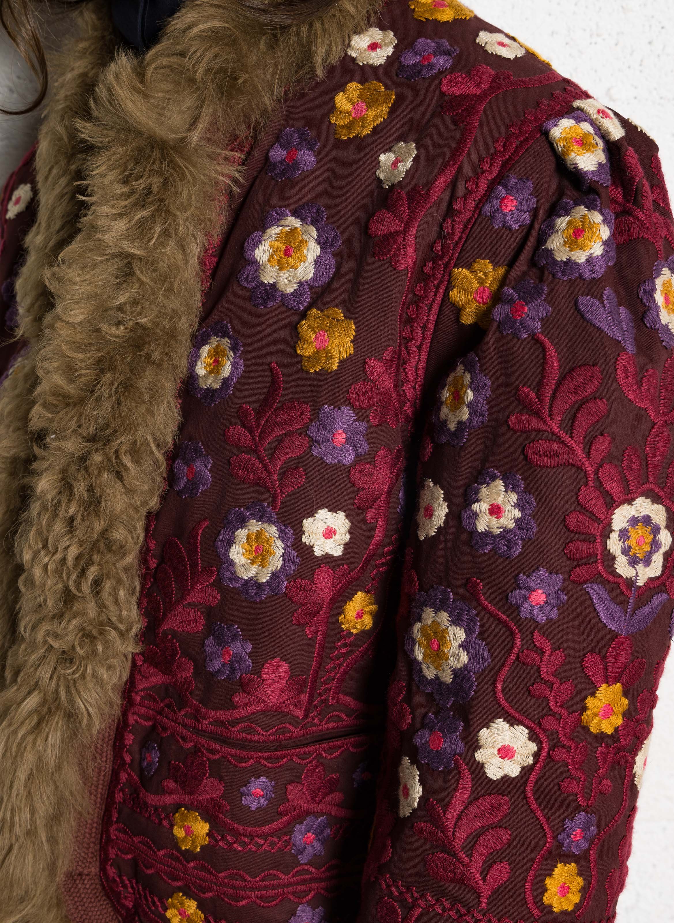 Straight embroidered wool blend jacket ANTIK BATIK Plums