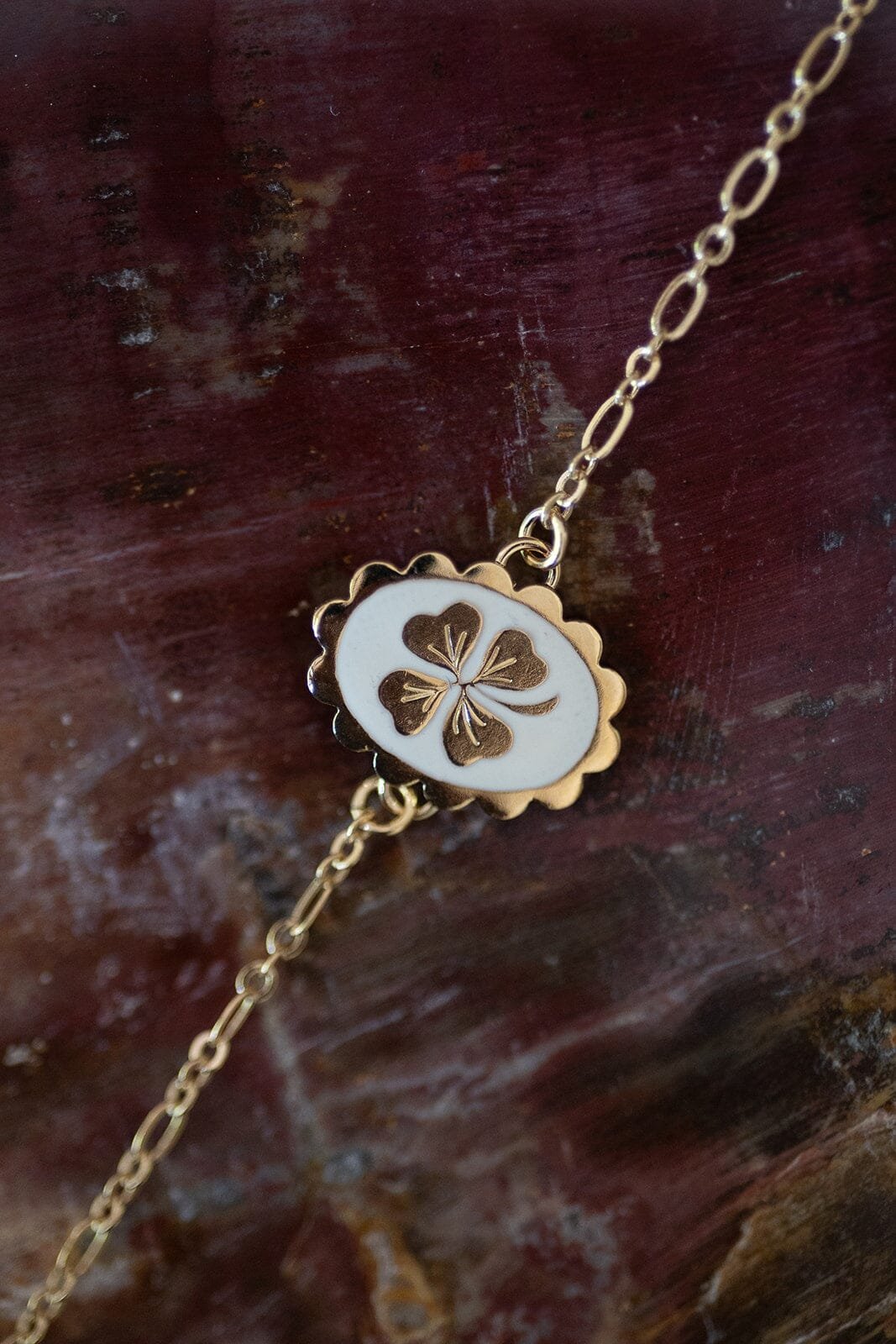 Gold-plated enamel clover bracelet MONSIEUR SIMONE White