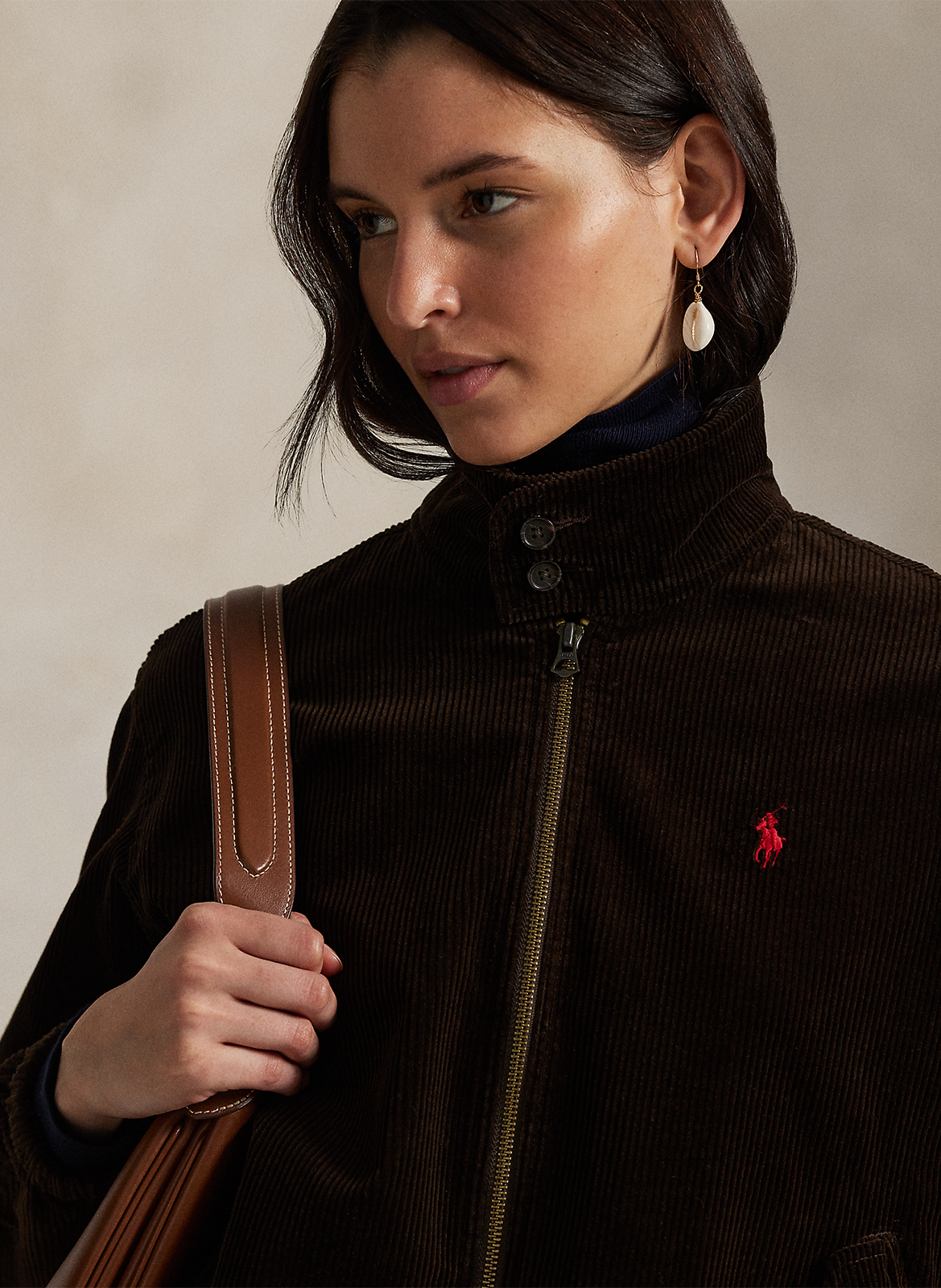 Veste col montant en coton POLO RALPH LAUREN Marron