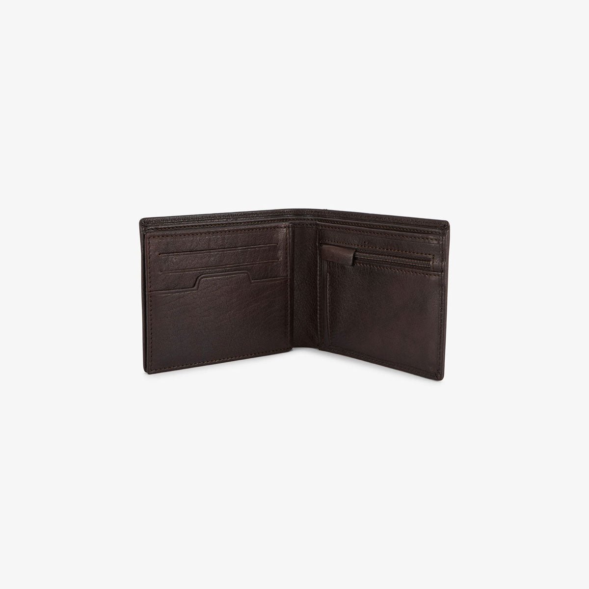 Horizontal leather flap wallet with metal logo SERGE BLANCO Brown