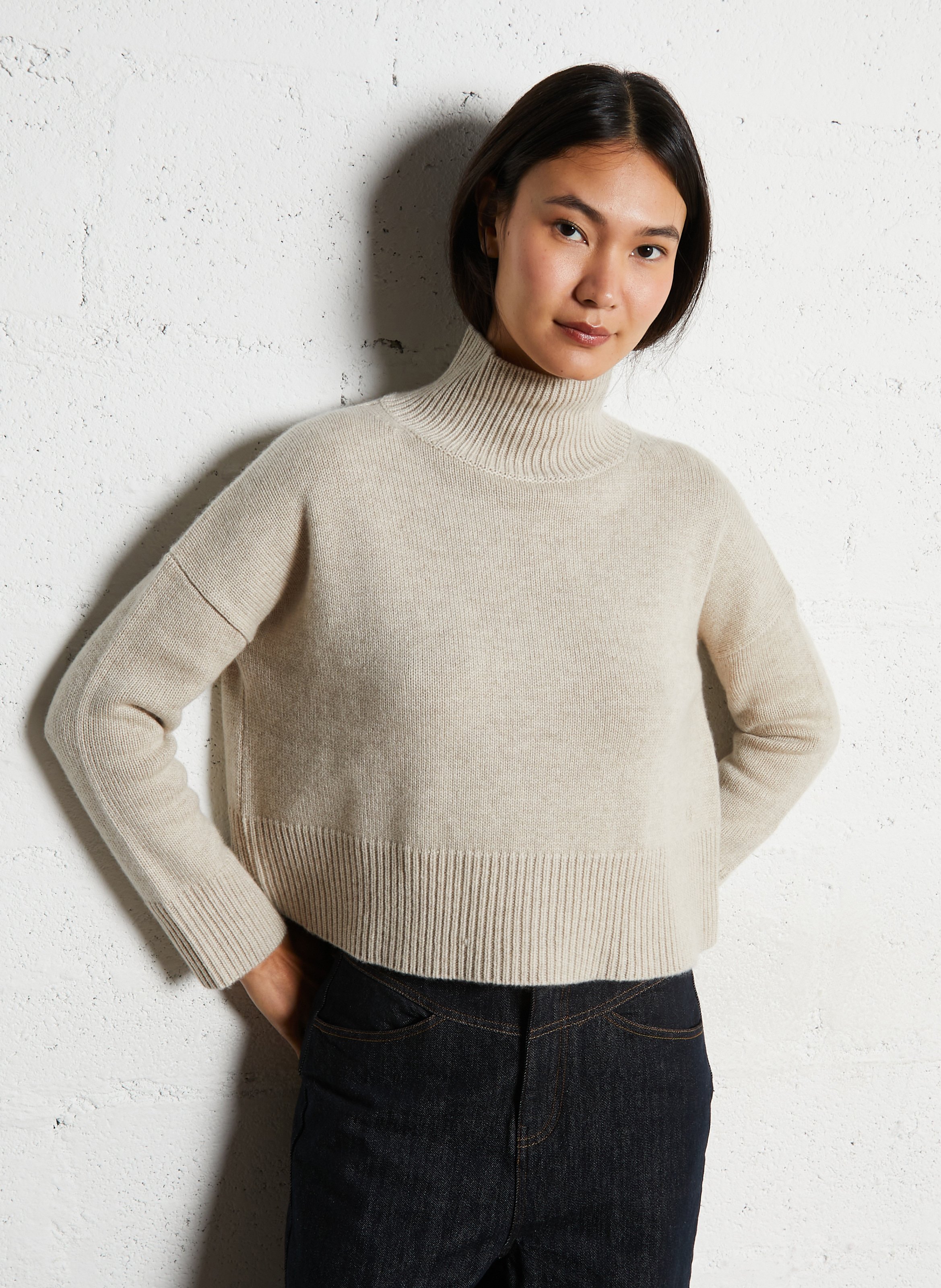 Korte coltrui van kasjmier KUJTEN Beige