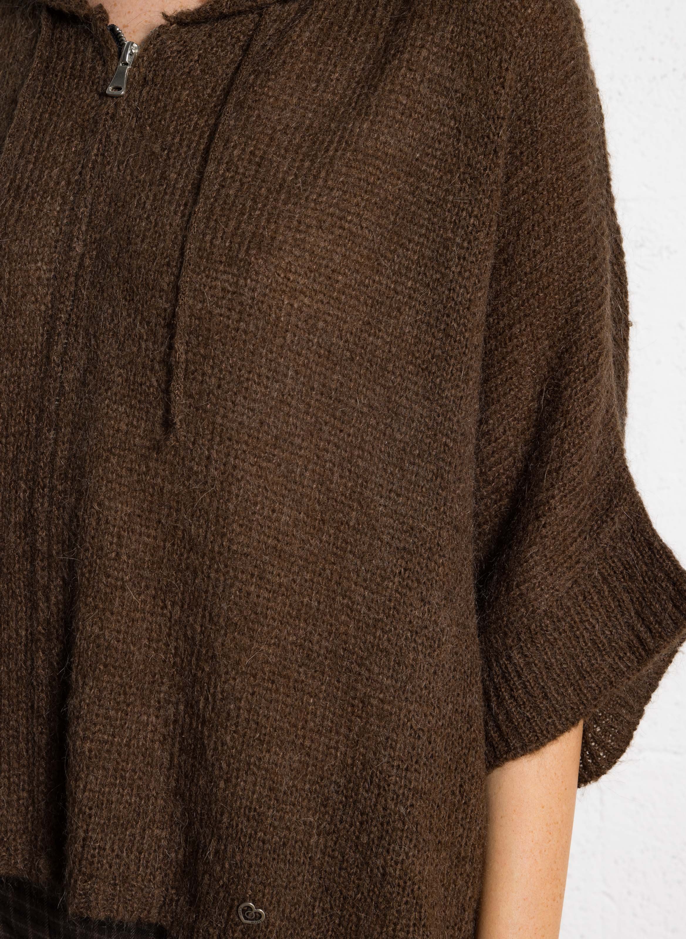 Weites Kapuzencape Braun