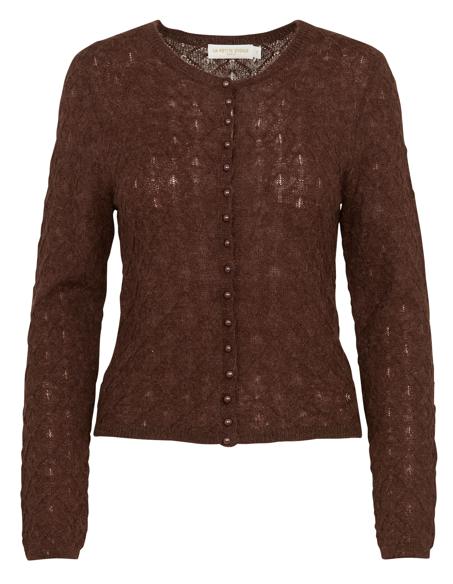 Straight round-neck knit fancy vest LA PETITE ETOILE Brown