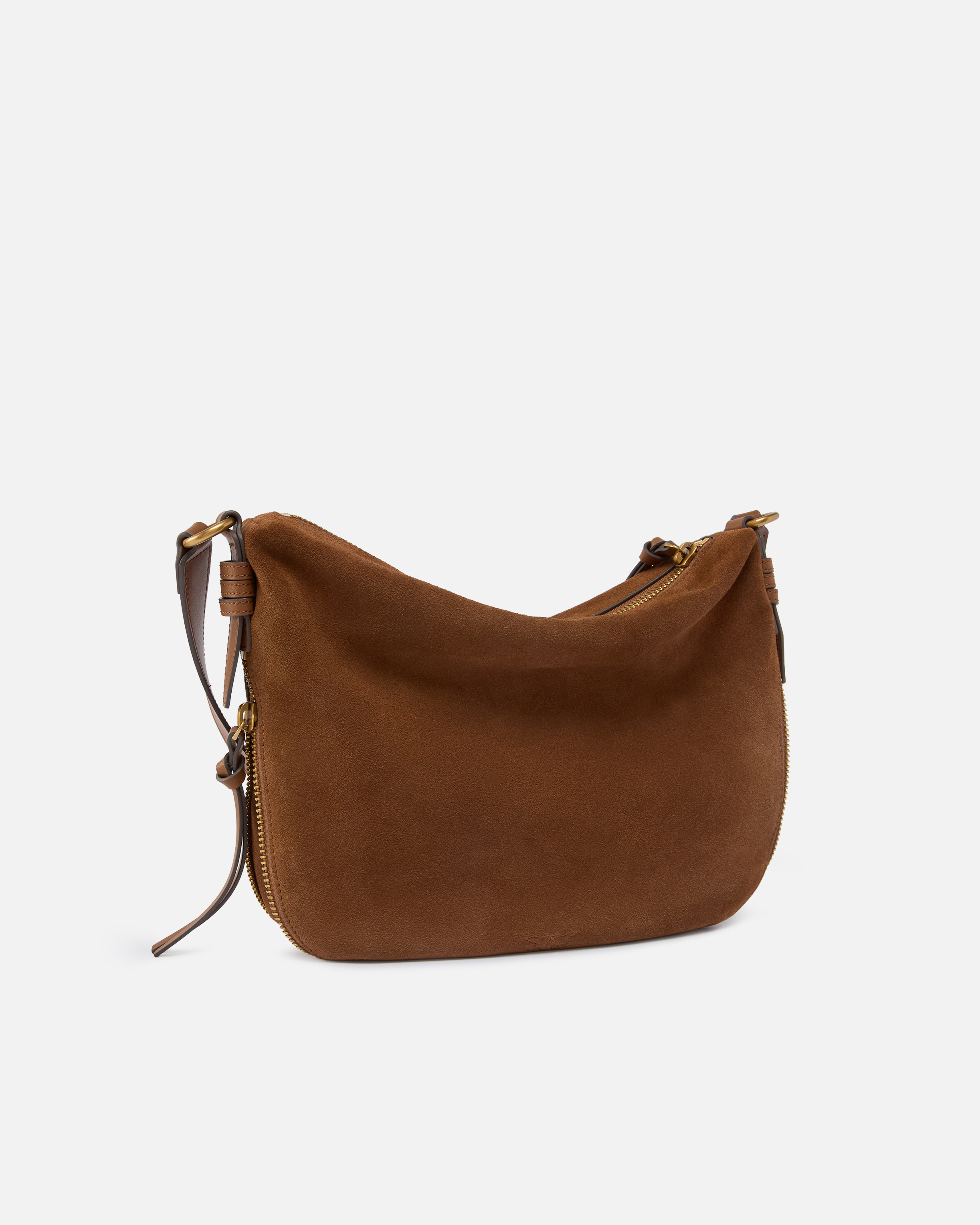 Medium shoulder hobo bag in suede with love birds logo PINKO Brown