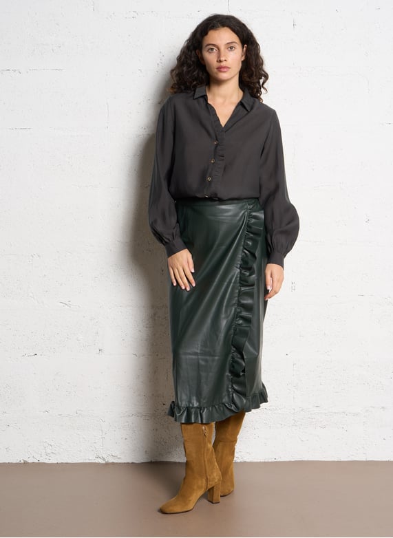 Ruffled faux leather wrap skirt - 36 Ruffled faux leather wrap skirt - 36