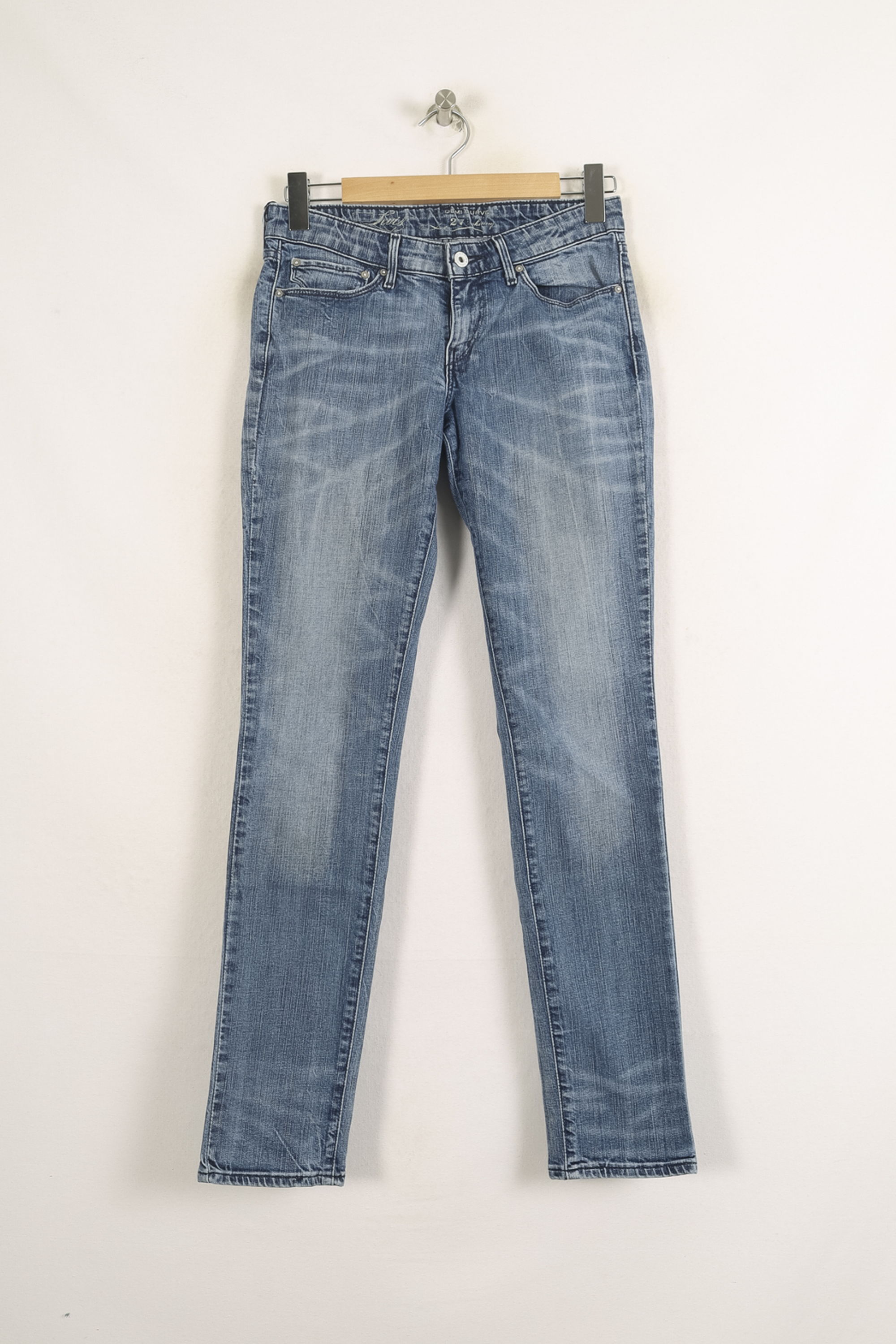 Cropped slim jeans with studs Blue