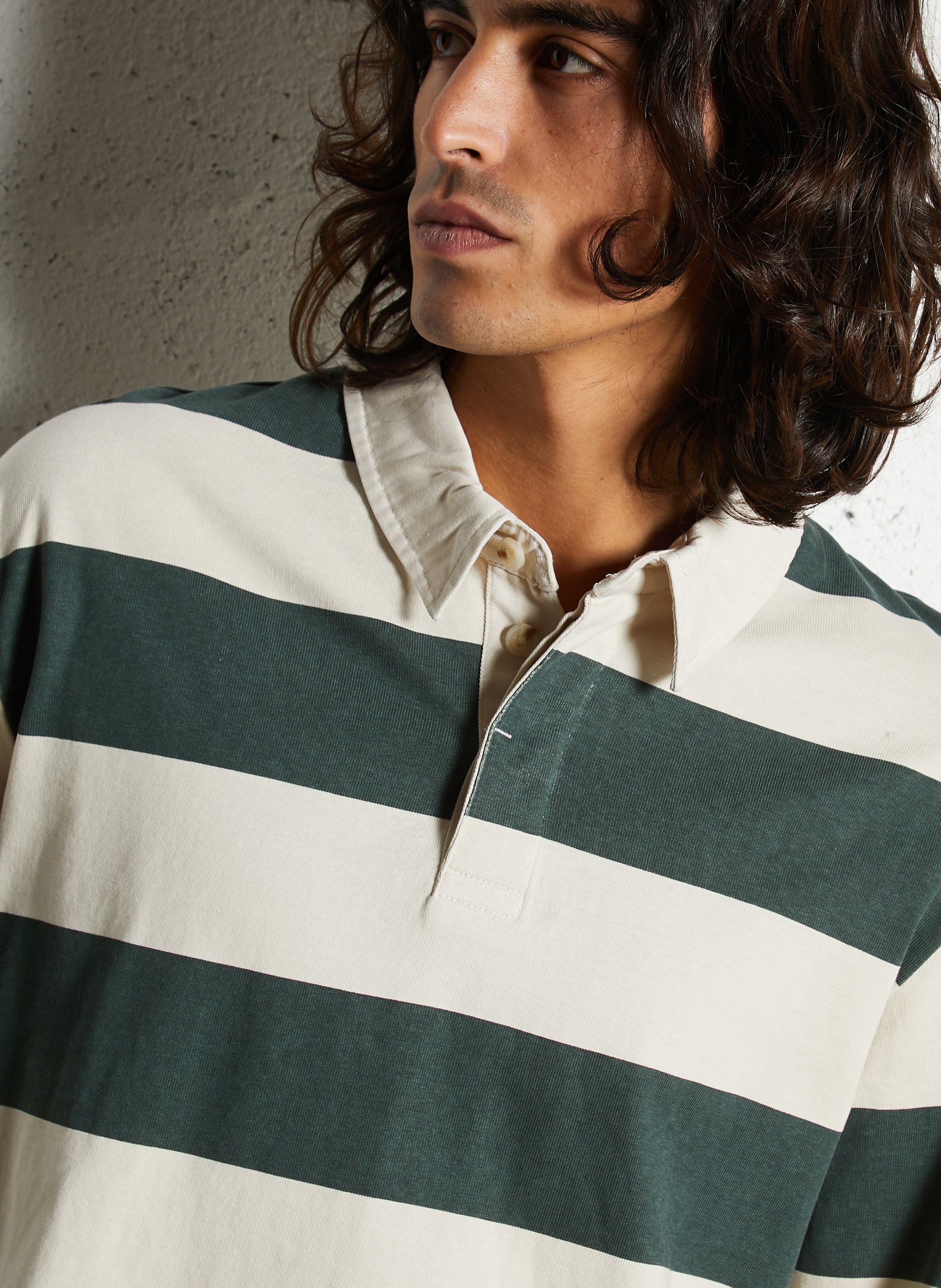 Straight cotton polo shirt SOLID Beige