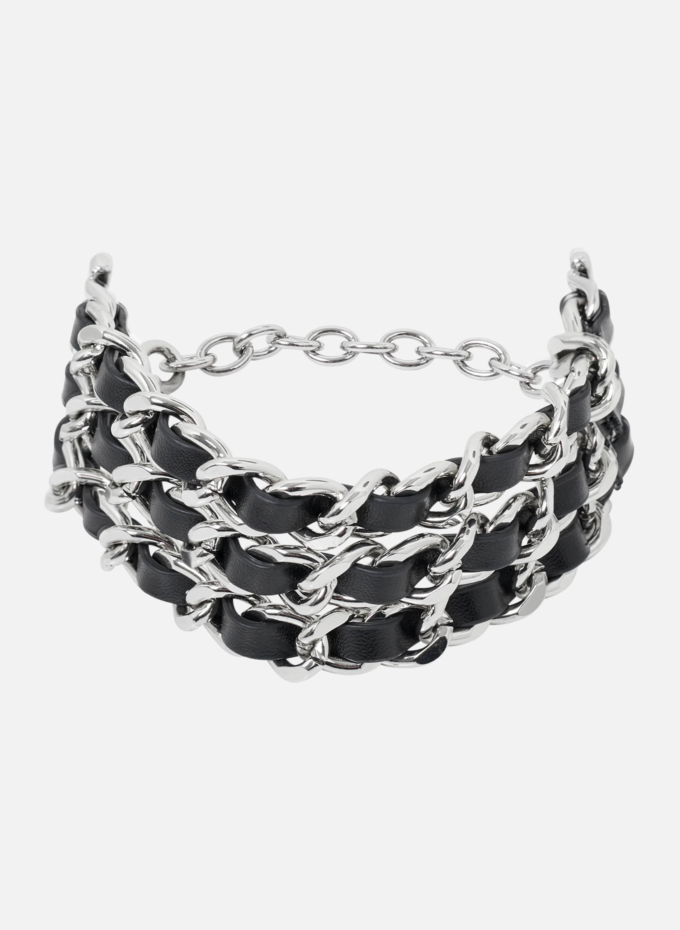 Bracelet with leather and silver chains THE KOOPLES Silver