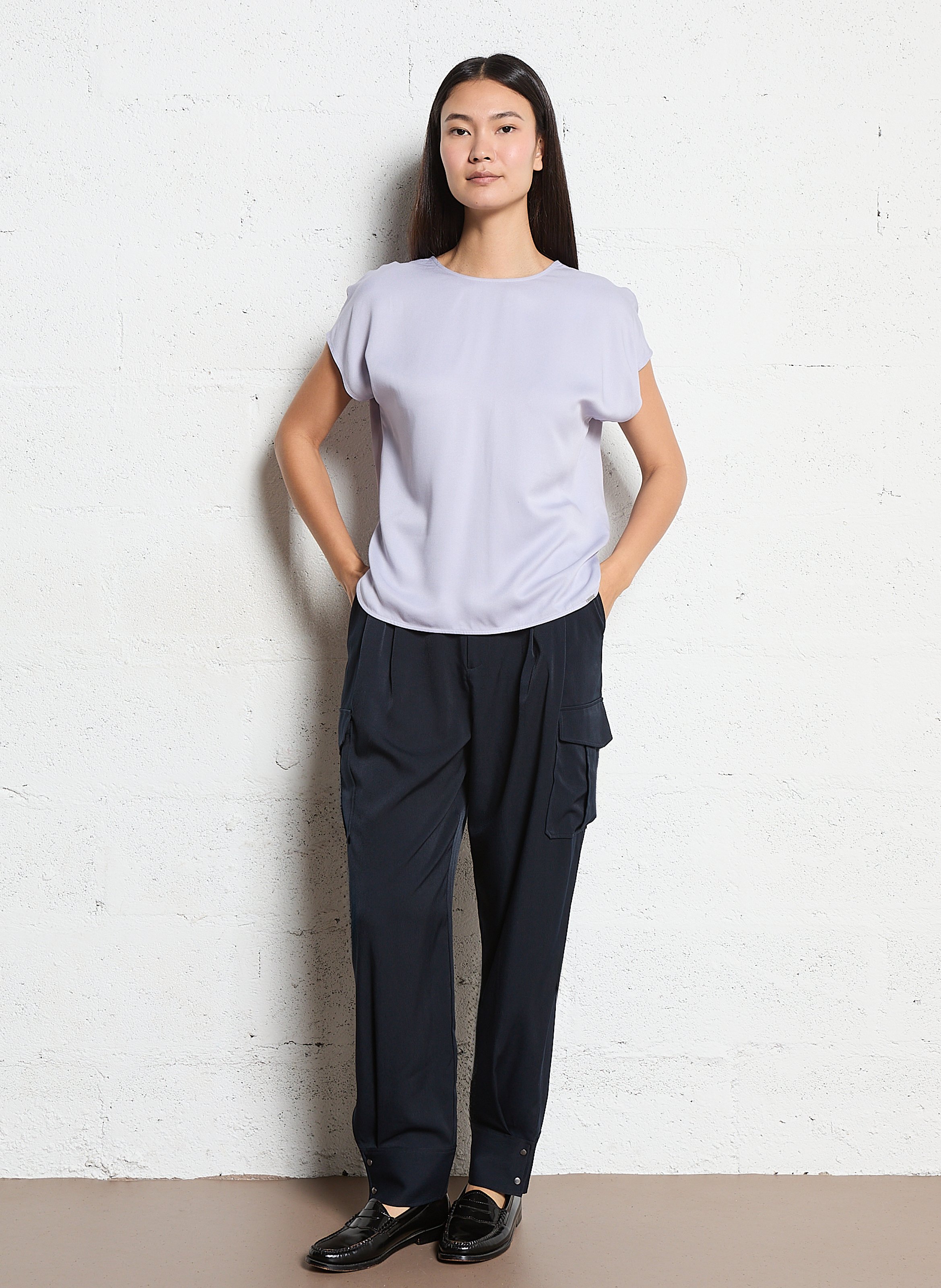 Loose-fit V-neck top IKKS Purple