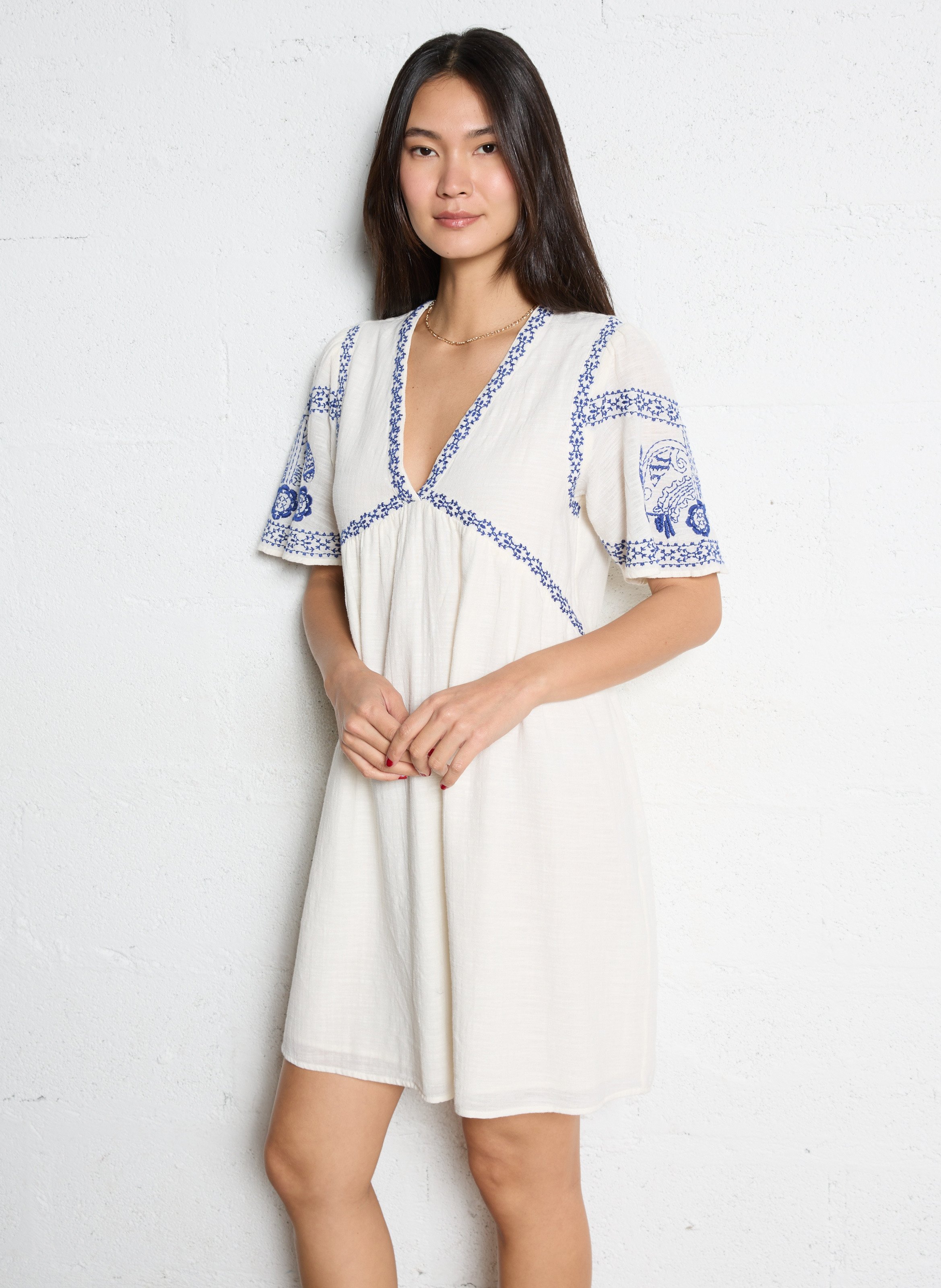 Cotton loose-fit short dress MAISON 123 Blue