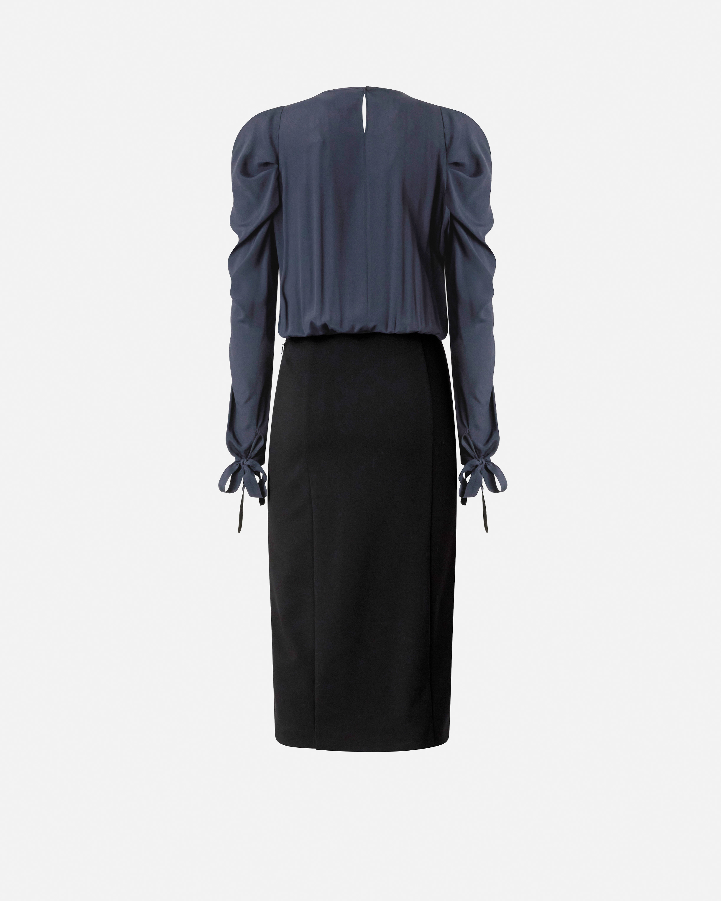 Fitted dual-material mid-length dress PINKO Black