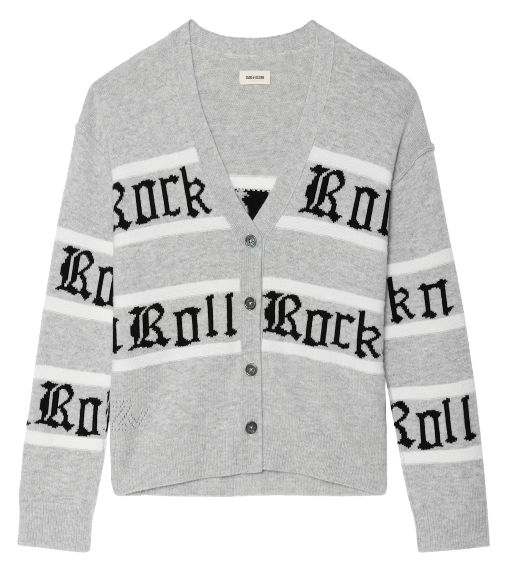 Ruime cardigan met print in wol en kasjmier ZADIG&VOLTAIRE Grijs